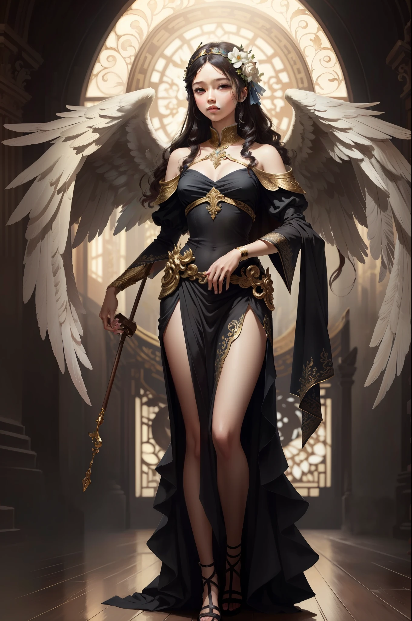 ((best quality)), ((masterpiece)), (detailed),1girl,solo,angel, quan,full body