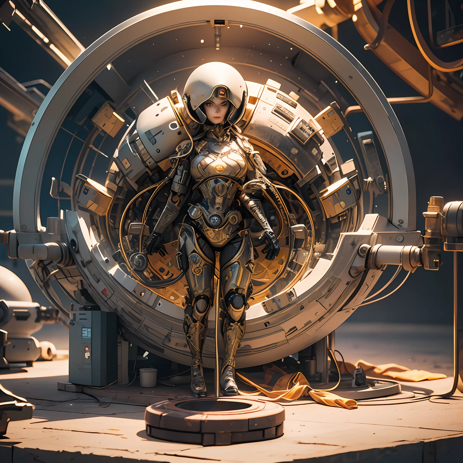 A cute kitten made of metal, (cyborg:1.1), ([tail|detailed wire]:1.3), (intricate detail), hdr, (intricate detail, hyperdetailed:1.2), cine footage, halo shadow, centered --auto