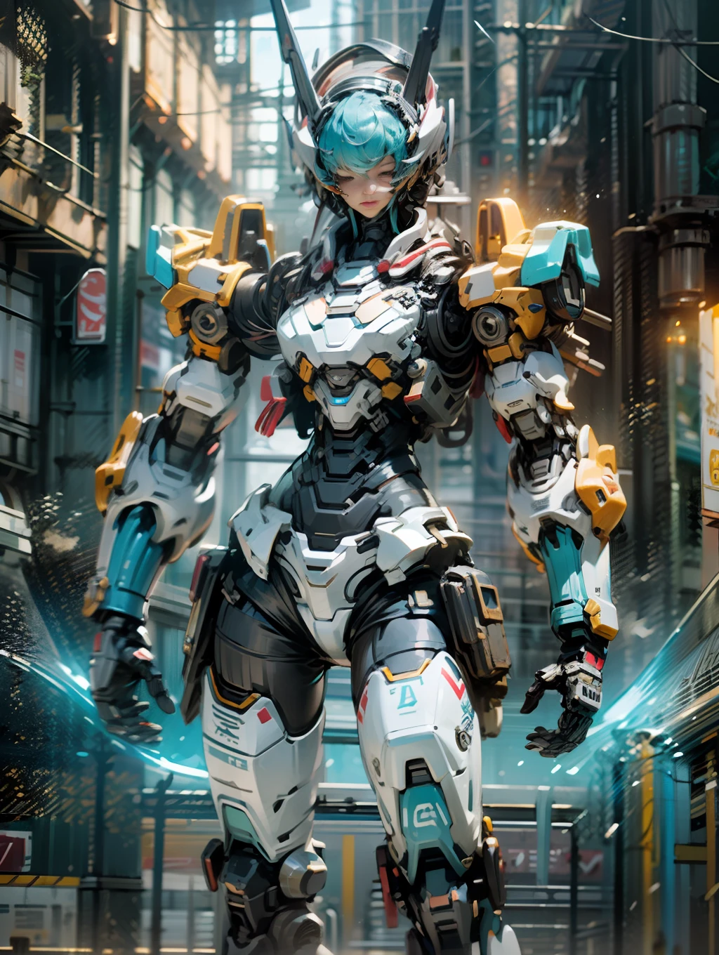 figure or robot in armor, in the style of photorealistic fantasies, 32k uhd, dark cyan, intricate patterns and details, aurorapunk, dark black and bronze, unreal engine 5