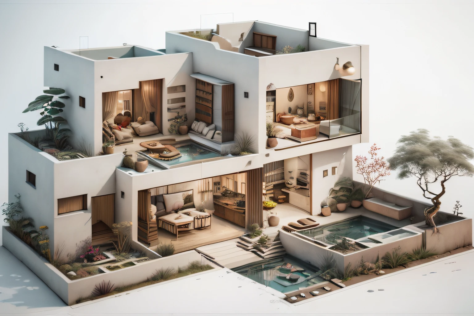 modern villa style architecture, realistic, 8k