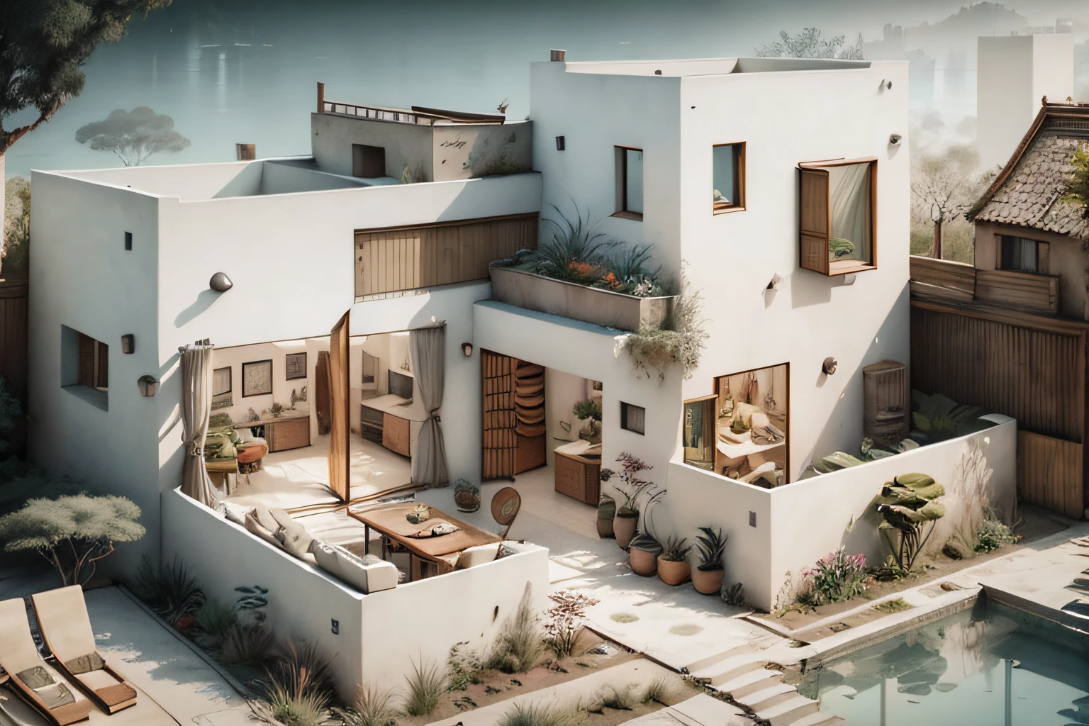 modern villa style architecture, realistic, 8k