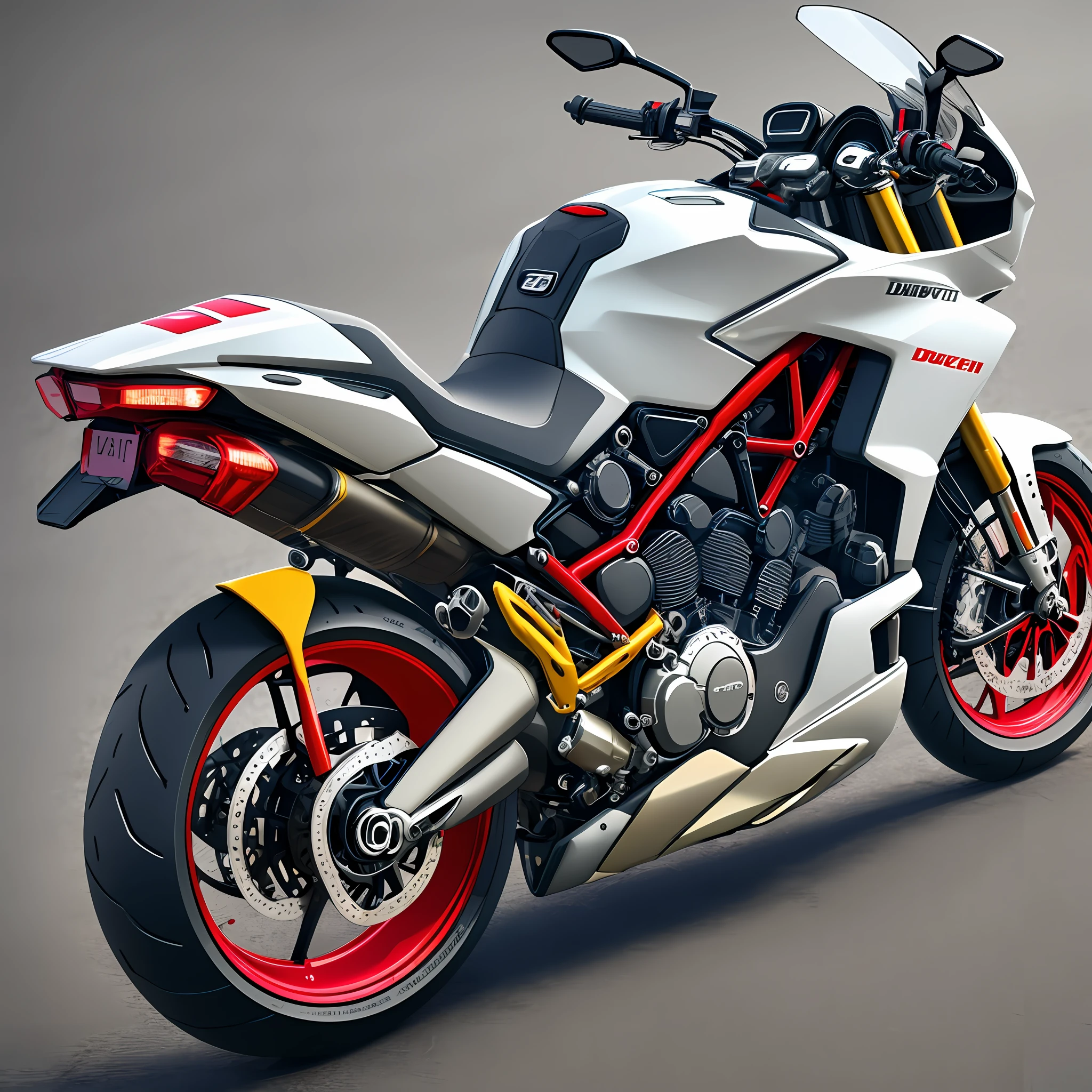 3D Product Rendering, Ducati estilo motocicleta 1200cc, finamente detalhada, purismo, UE 5, a computer rendering, minimalismo, octane rendering, 4k --auto