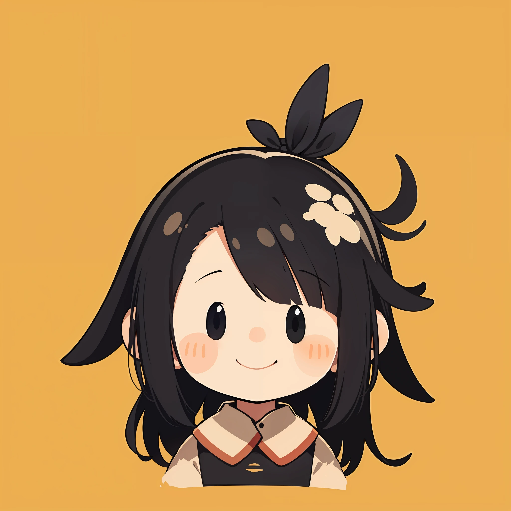 Flat Avatar, 1 juvenile, 独奏, a smile, simple background, black har,