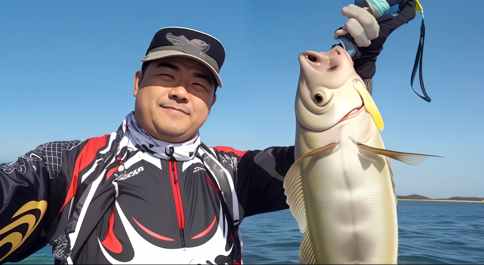 japones segurando um peixe melhor qualidade e melhores efeitos