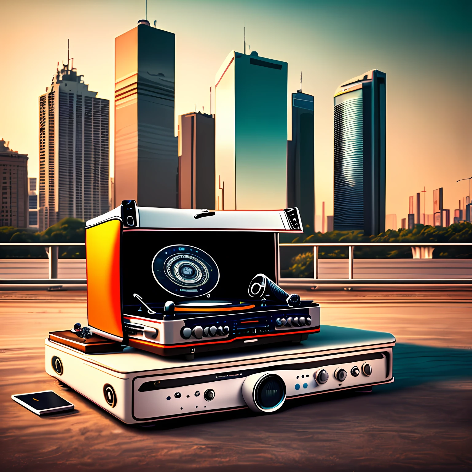 The image portrays a vibrant and energetic environment. In the center of the composition, a sports car stands out, with aerodynamic lines and bright colors, reflecting a unique customization. The vehicle is parked in an iconic location, such as a race track or a car enthusiast hangout.

Around the car, there are other elements that show the passion for fast and personalized vehicles. Powerful motorcycles are positioned alongside the car, with their gleaming engines and flashy exhausts. In the background, it is possible to see an urban skyline with skyscrapers, suggesting a nocturnal and big city atmosphere, where automotive culture is vibrant.

The image conveys a sense of emotion and adrenaline, capturing the essence of those who are aficionados of fast, custom cars, powerful motorcycles and the lifestyle related to these machines. It's a visually striking representation that reflects the passion and unique aesthetic of this audience.

Surrounding the record player and coffee cup are some additional elements such as tucked-in headphones and a notepad with song lyric notes. It is also possible to see a small plant next to the record player, adding a touch of nature and freshness to the scene.

The image conveys a relaxed atmosphere, with elements reminiscent of music, coffee and a cozy atmosphere, capturing the essence of lo-fi hip-hop style. --auto