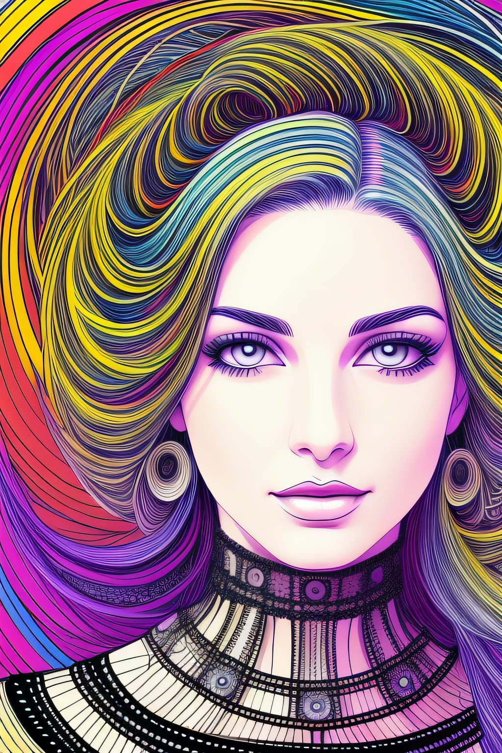 Portrait of Spirograph woman, modern fashion