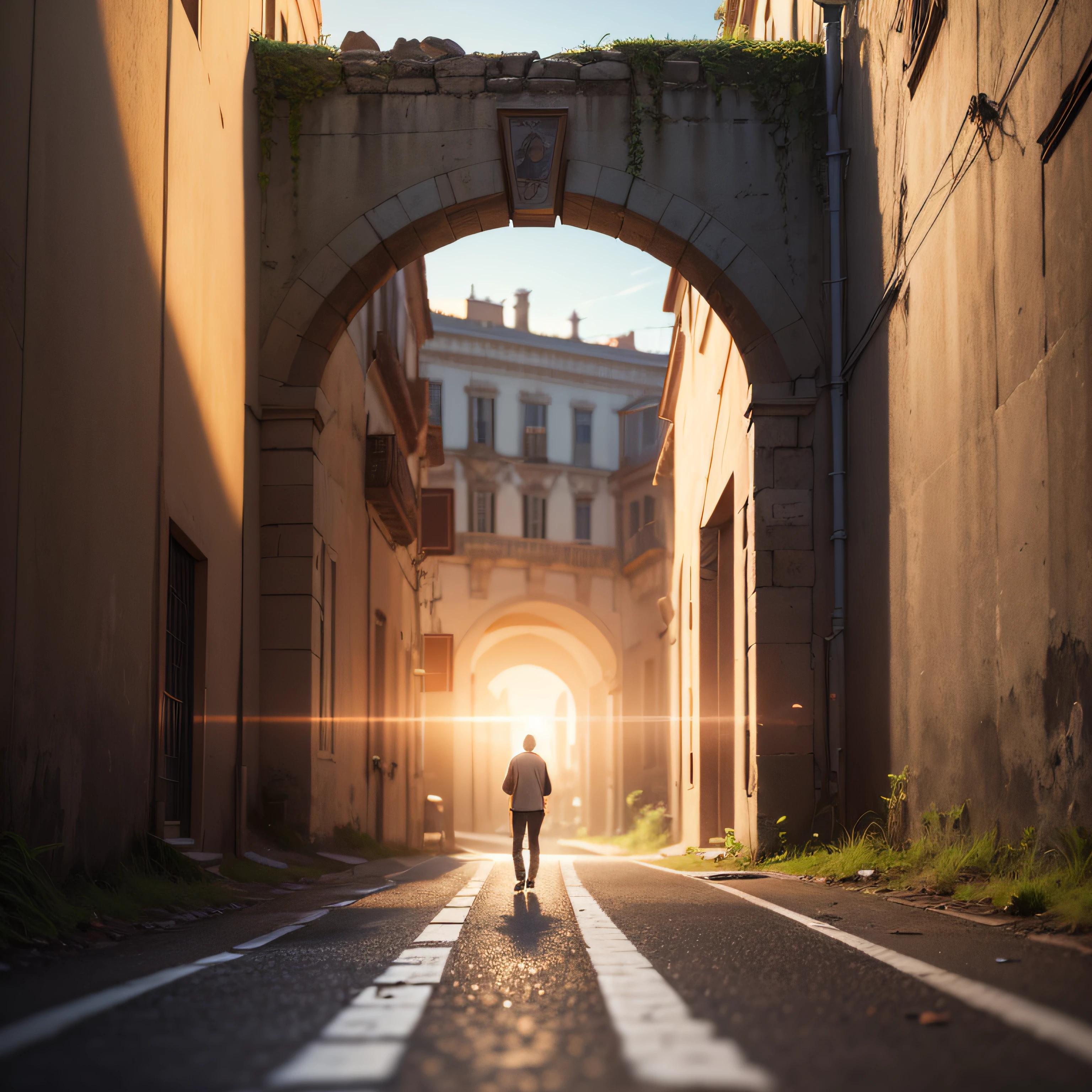 Imagine a road with a fork, de uma lado trevas e do outro luz, imagem ultra realista 8k, porta-retrato --auto
