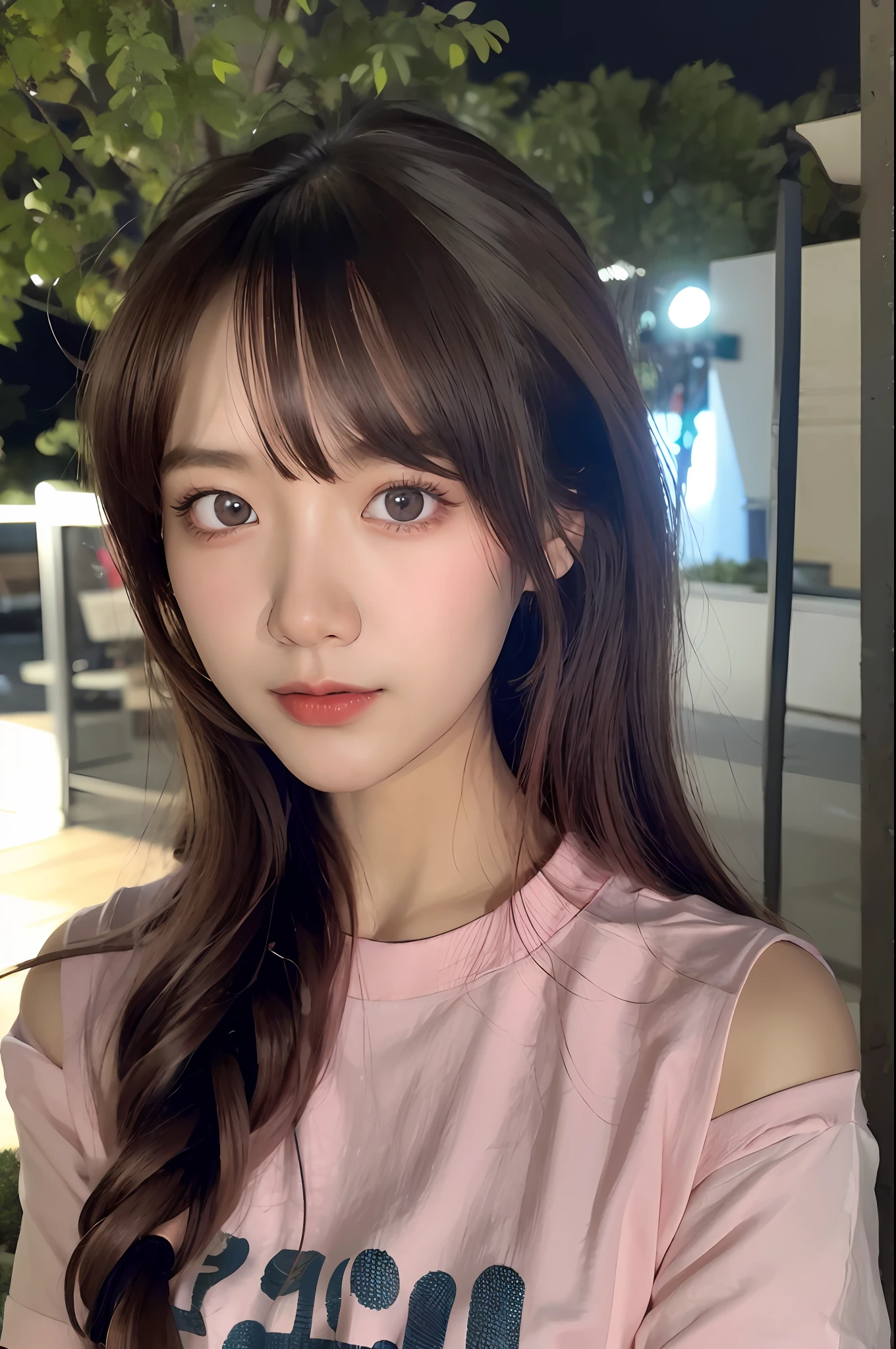1girl,close-up,night, t-shirt,, 8k, RAW photo, best quality, masterpiece,realistic, photo-realistic,