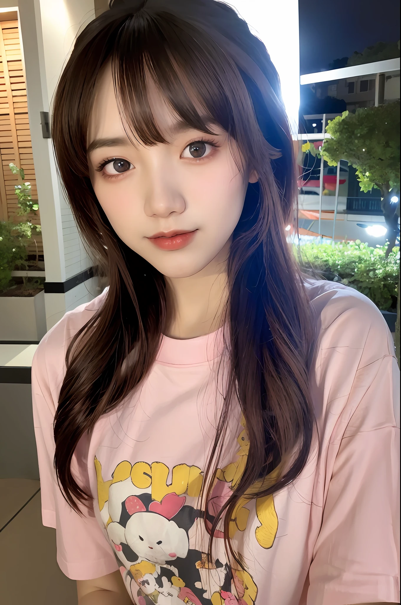 1girl,close-up,night, t-shirt,, 8k, RAW photo, best quality, masterpiece,realistic, photo-realistic,