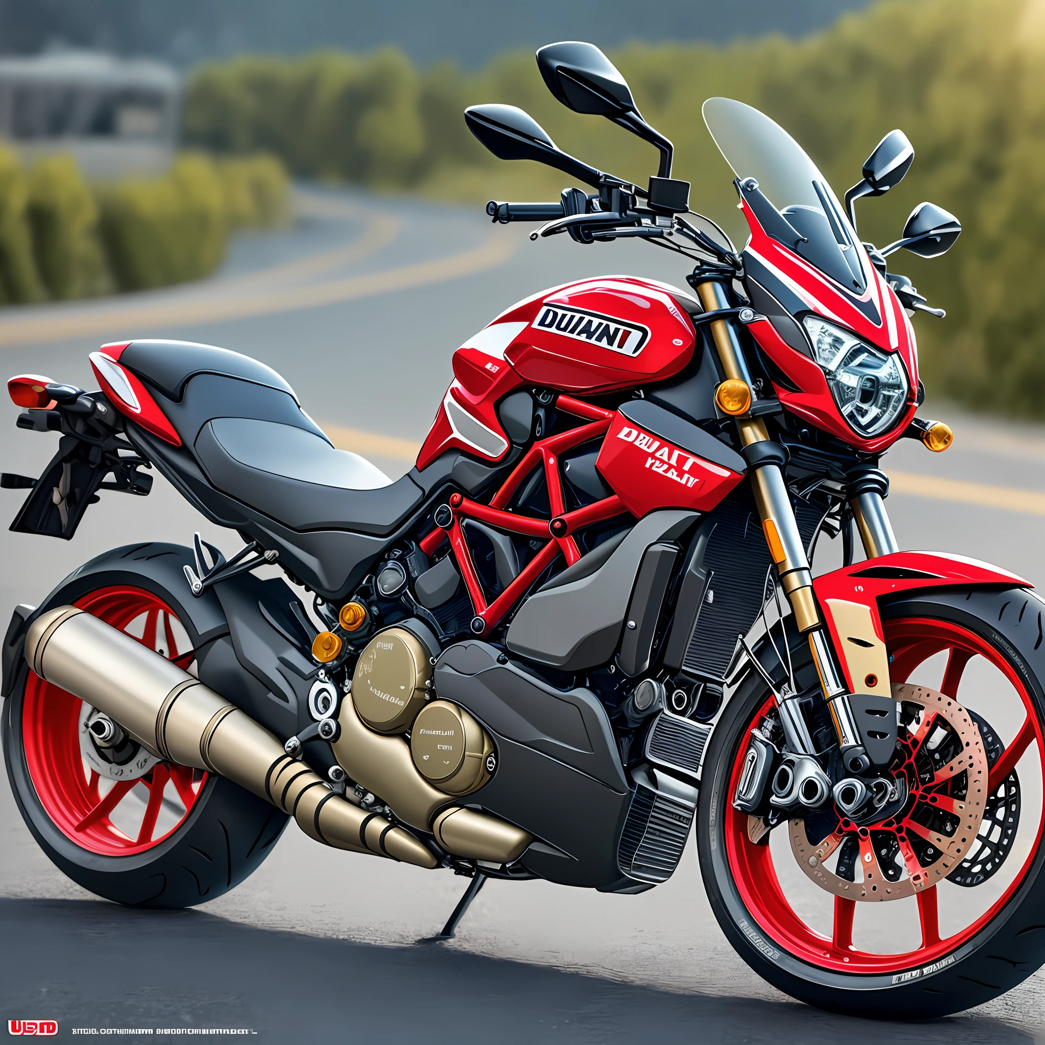 3D Product Rendering, Ducati estilo motocicleta 1200cc, finamente detalhada, purismo, UE 5, a computer rendering, minimalismo, octane rendering, 4k --auto