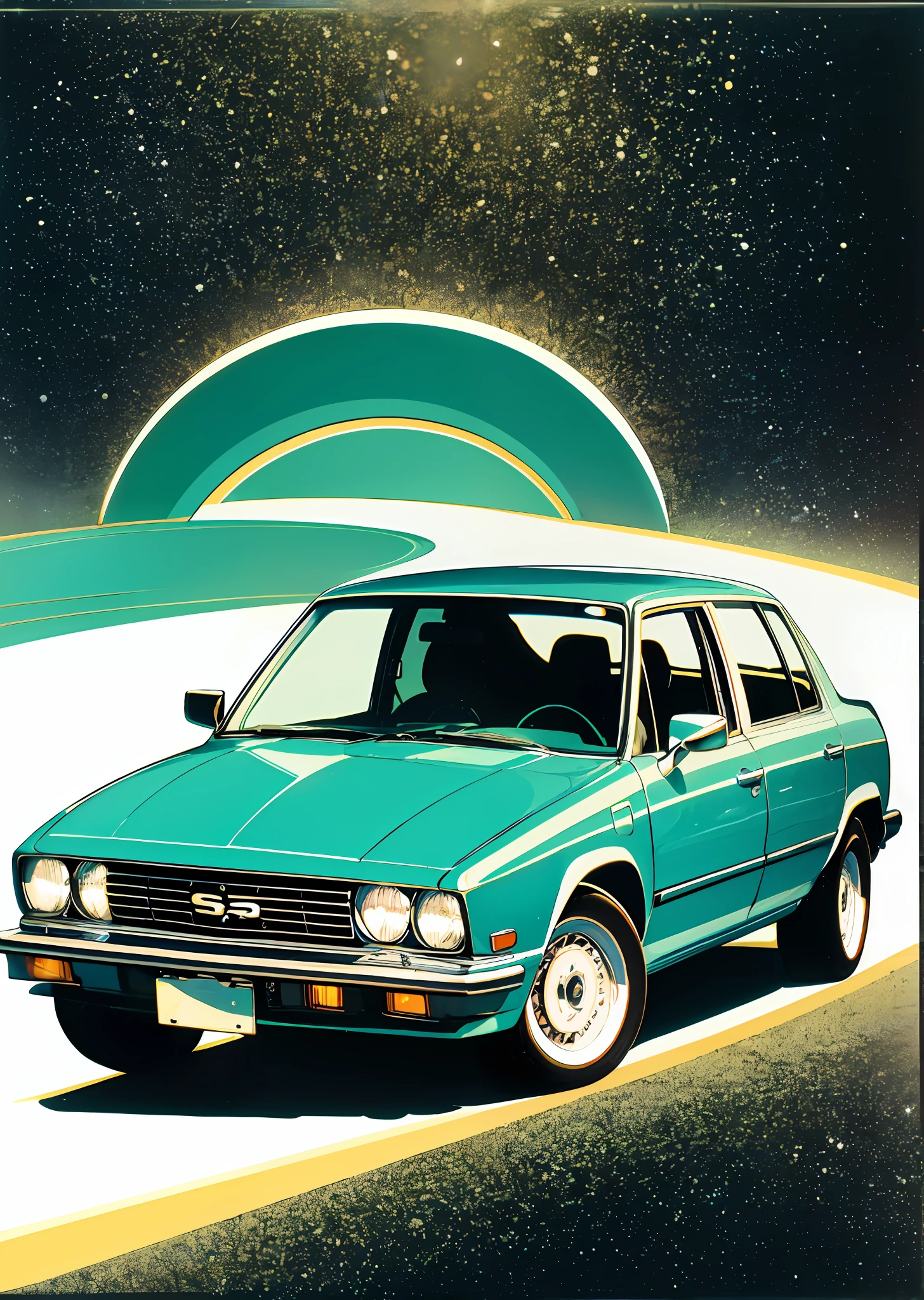 (imagem ambiente liminal) (Taxi car traveling through the vacuum of space) (1980's vibes) --auto --s2