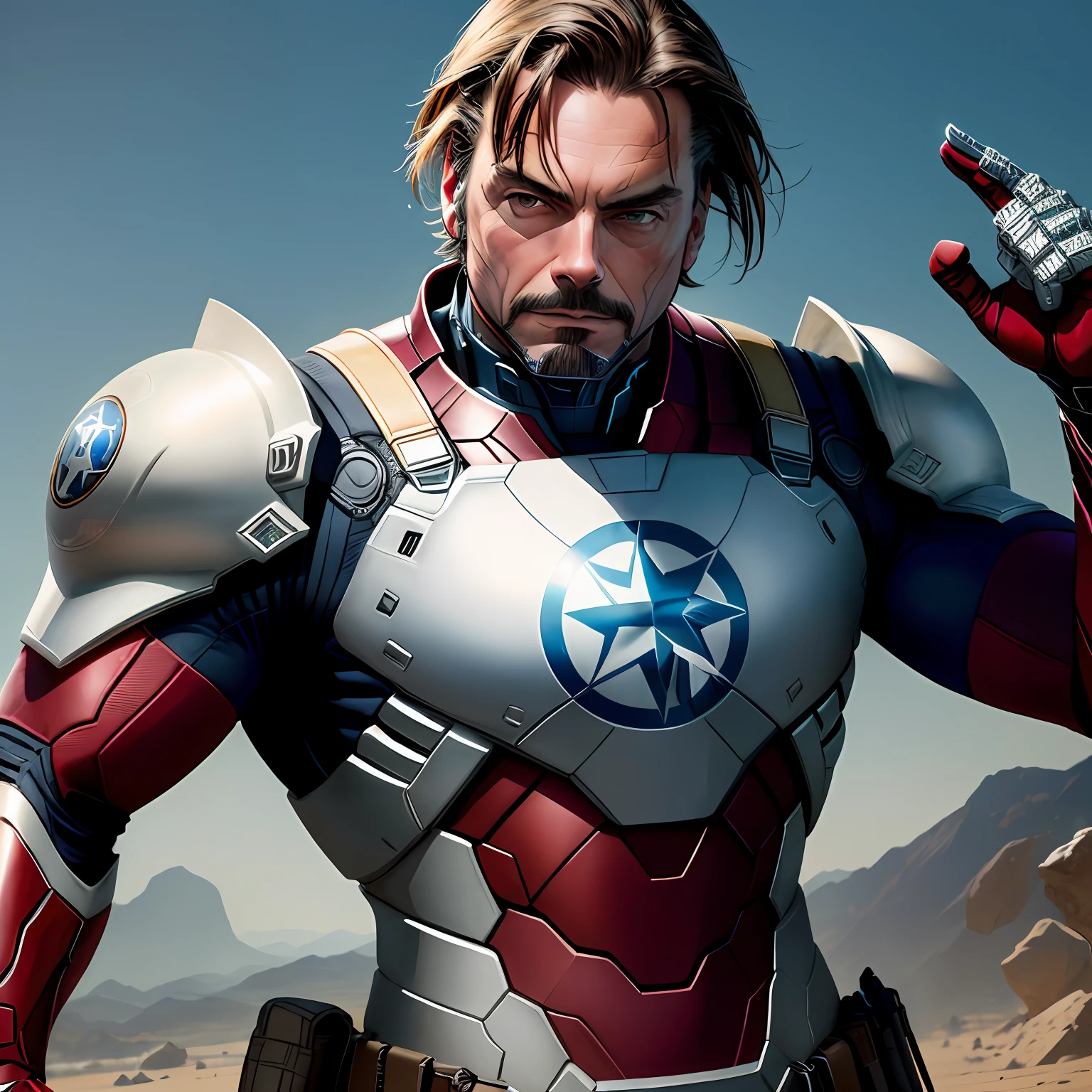 Bolsonaro usando a armadura do Tony Stark
