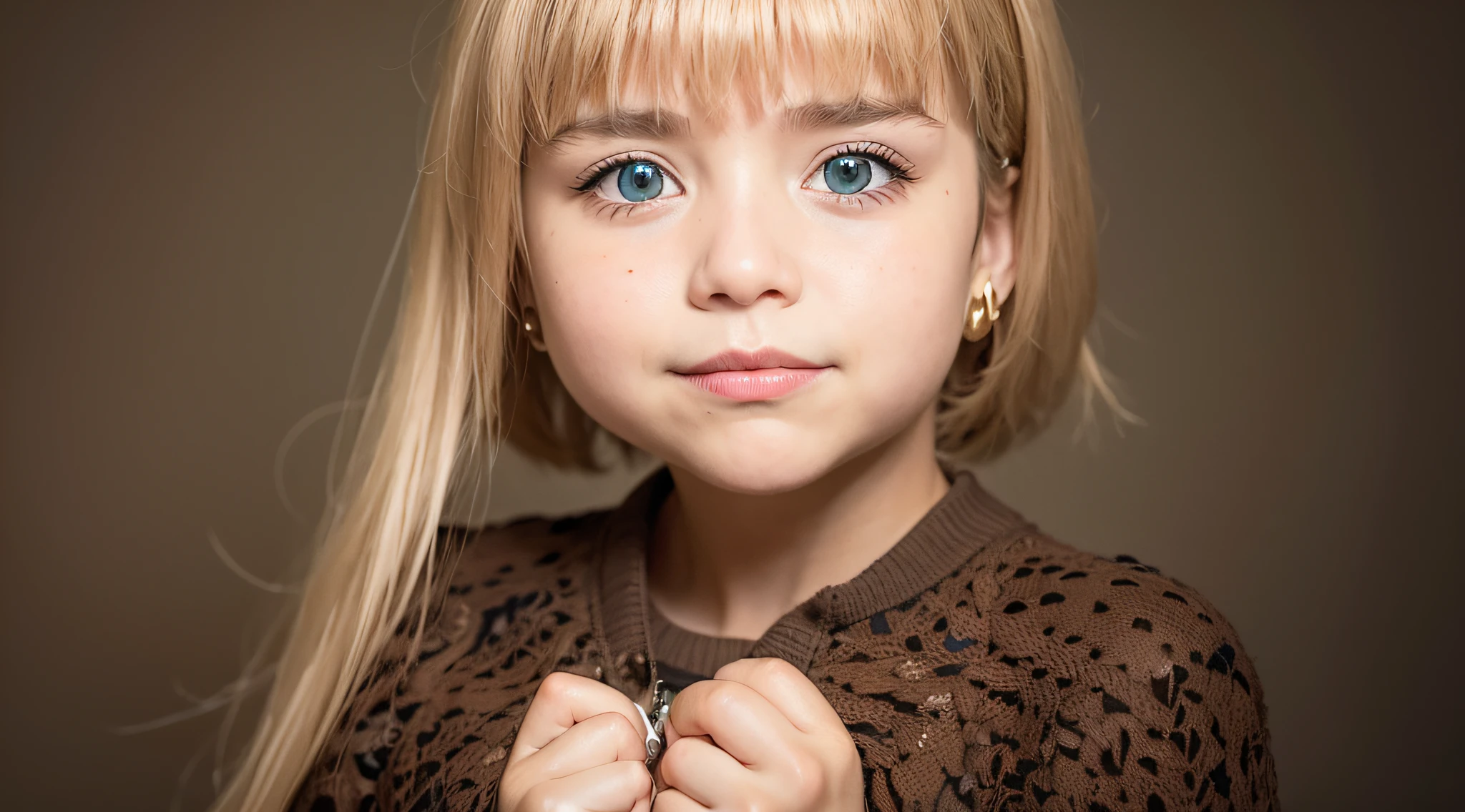 arafed  girl with a brown sweater and blue eyes, menina jovem bonito, menina jovem bonita, lindo modelo jovem, menina bonito, menina bonita, lindo bonito, menina jovem e bonito, bonito bonito, cabelos castanhos e olhos grandes, cabelo arrumado com franja, longos cabelos loiros e olhos grandes, cabelo longo castanho com franja, menina com cabelo castanho