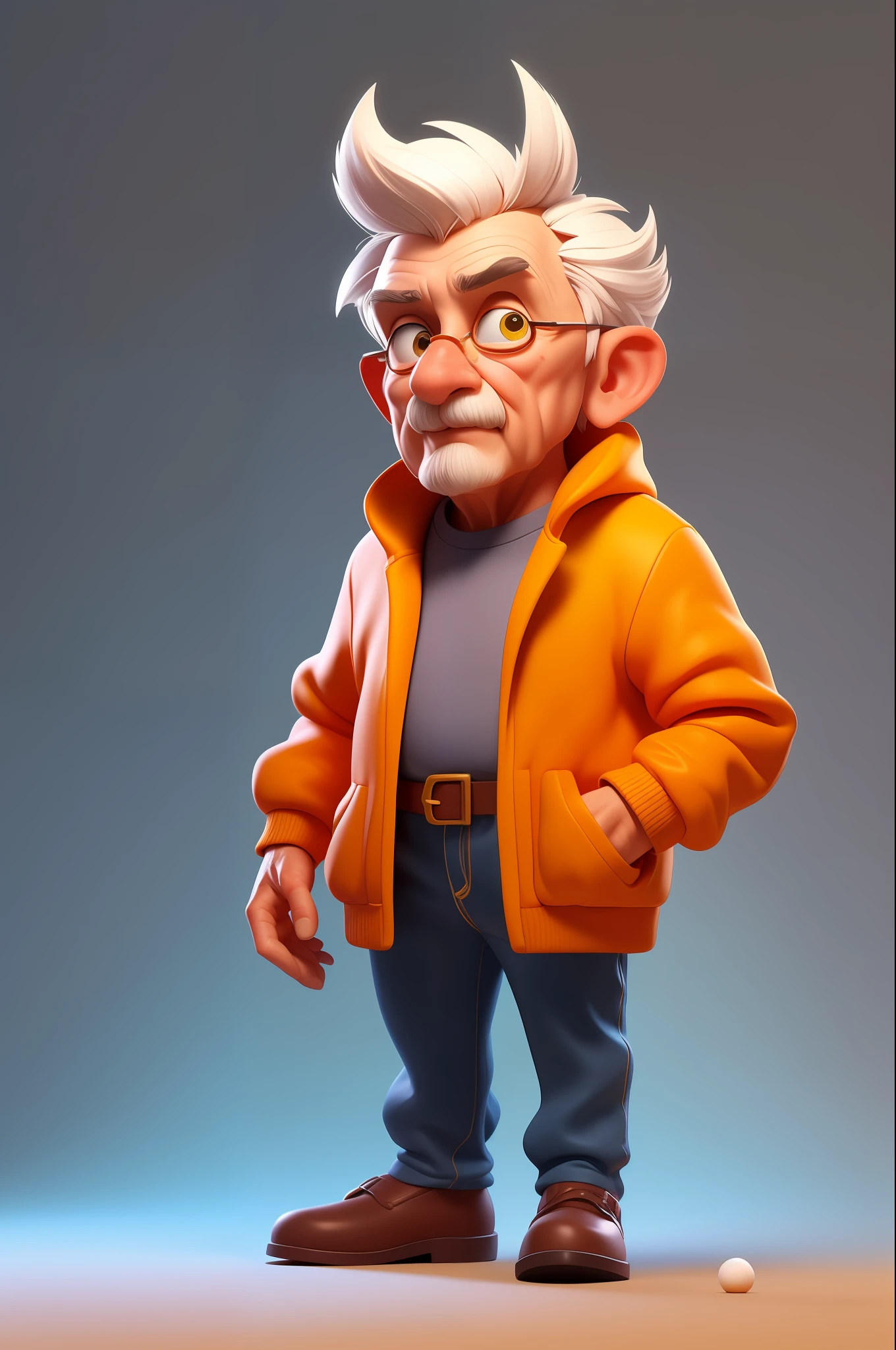 3dcharacter,(1man, old male:1.4), wise, __eyecolor__ eyes, ginger __hair-male__, ,Wool,(full body:1.2),simple background, masterpiece, best quality, (light red Tomato gradient background:1.1),