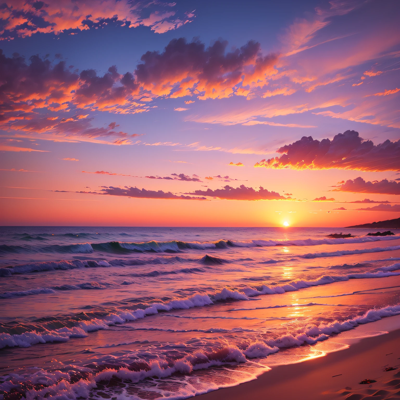 por do sol na praia, sky purple color --auto