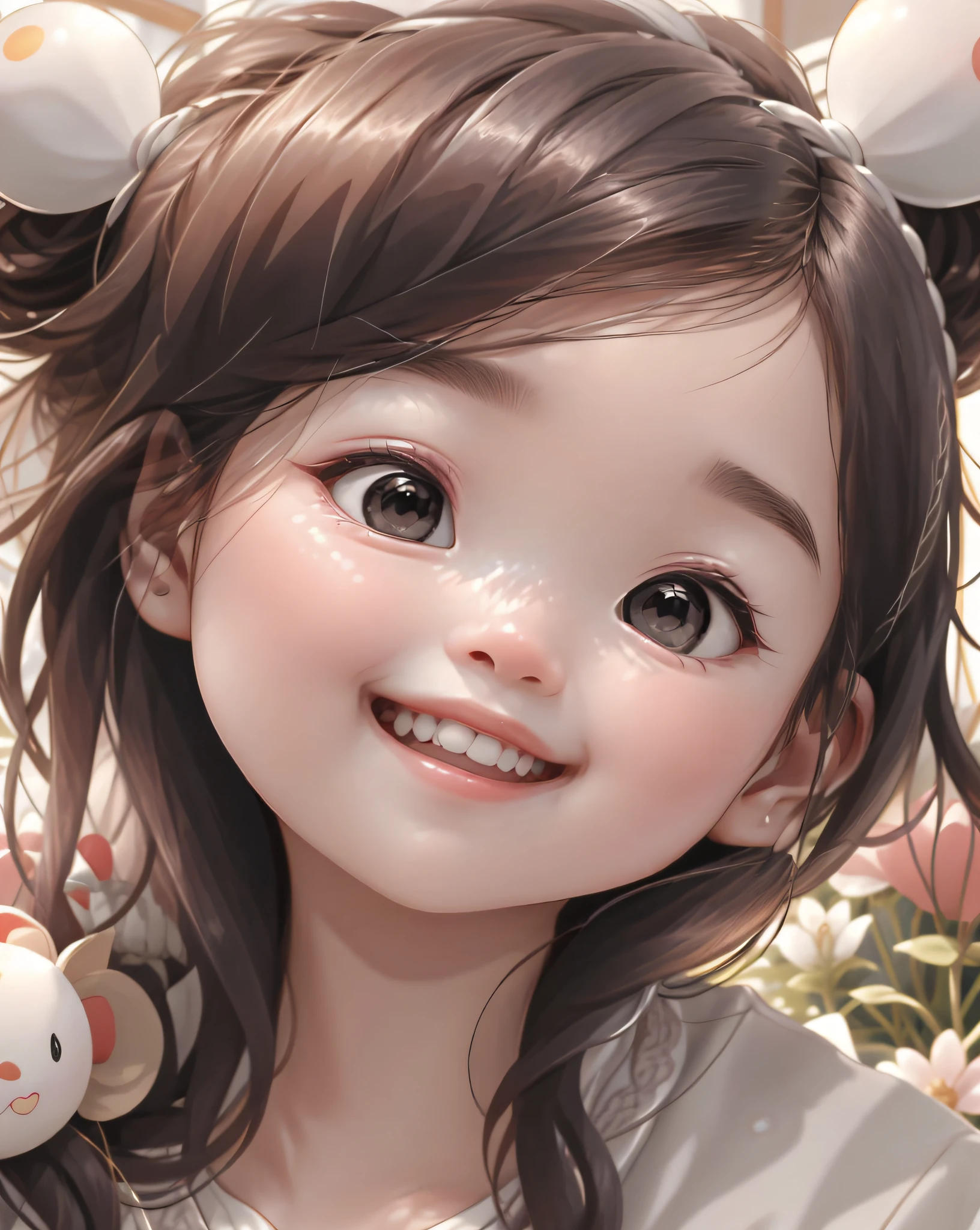 Her lips are soft and petite,Ruddy like a spring flower。The corners of the mouth are slightly upturned,Reveals the sweet smile she often puts on her face。When she laughed,Her mouth will open slightly,A row of white, neat teeth is exposed,It's like pearls strung together。
