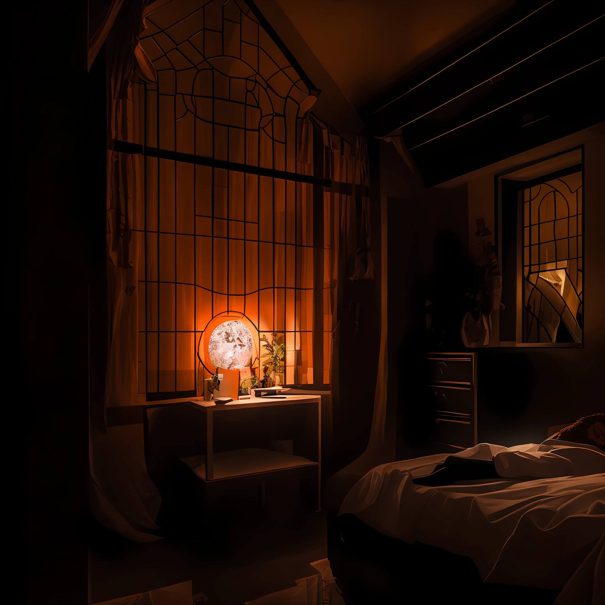Man sleeping messy dark room