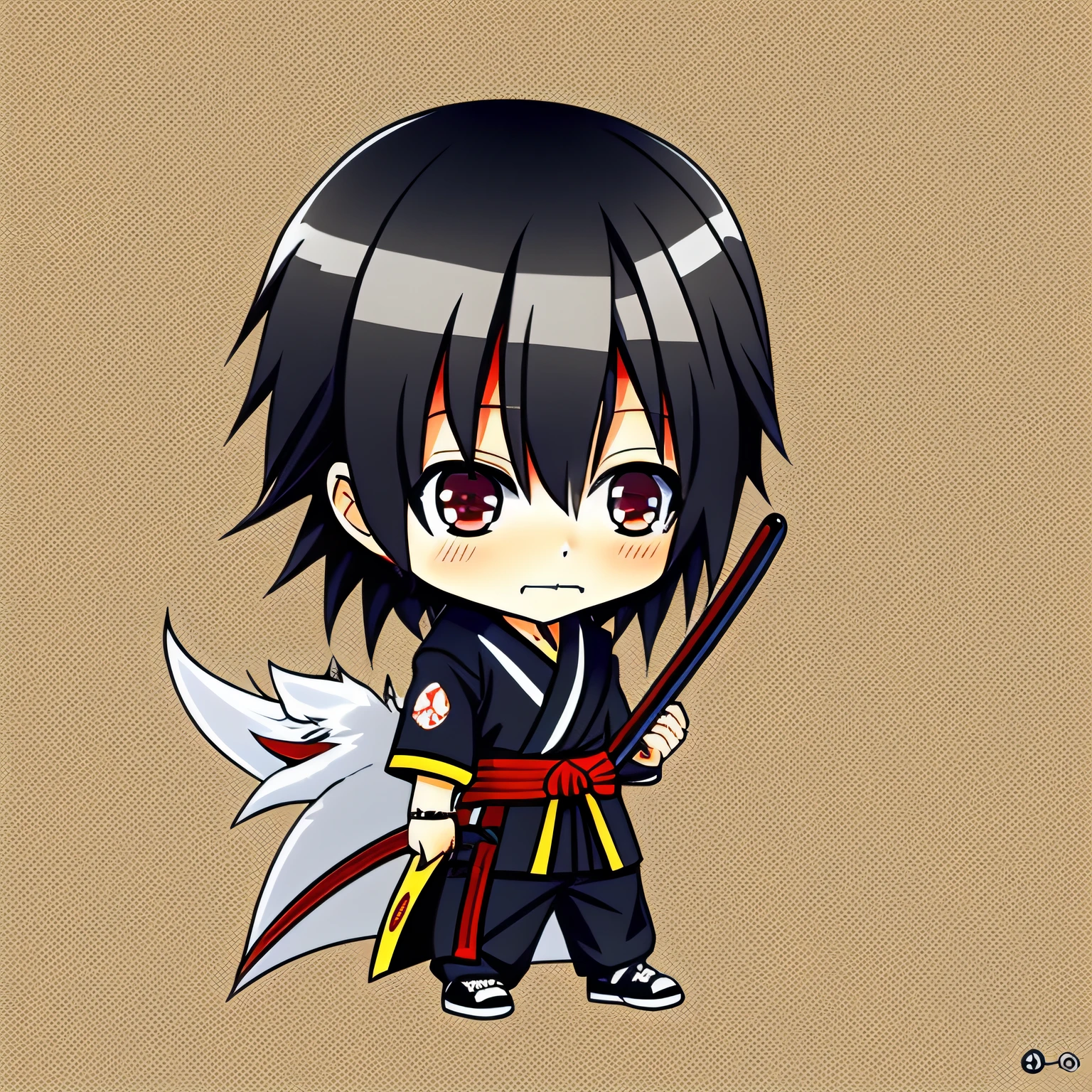 kurosaki bankai ichigo cartoon, Cabelo laranja, Chibi, com espada