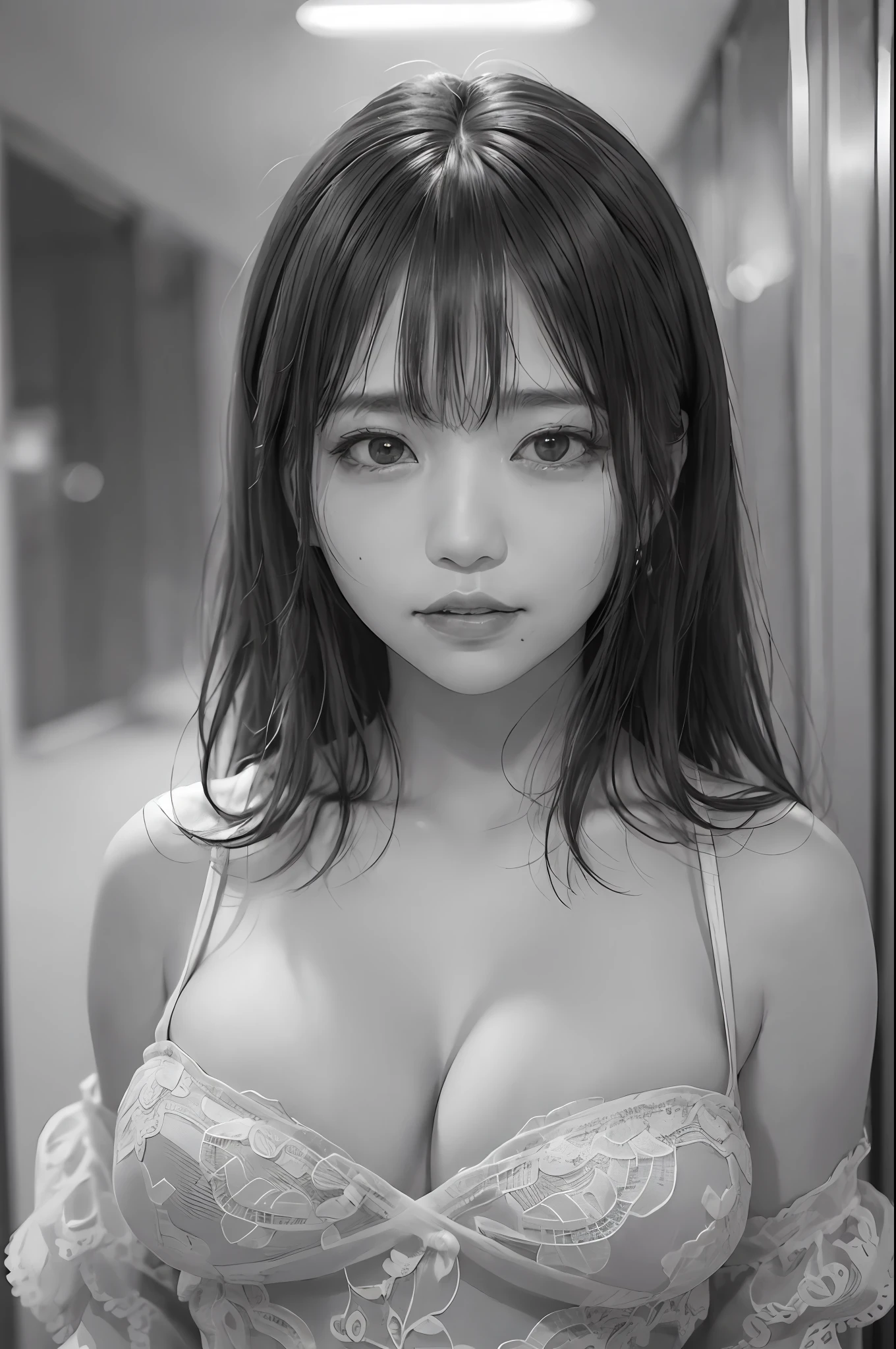(beste-Qualit), (a masterpiece of), (A high resolution), original, Very detailed 8k wallpaper, (Very delicate), beste-Qualit, a masterpiece of, (((Disgusted and unhappy look))), (((Disgusted face, Unhappy face))), Angry frowning, Super-High Resolution, (a photorealistic:1.4), Raw foto, street pic, Photo of young girl in Taiwan, She plays with her breasts, Sweaty body, (sheer fabrics:1.35)(Loose:1.5)Lace Strapless Dress, (((gigantesco)droopy chest)), (naked breastes), (((erectile nipple))), ((The areol)), (Korea person(KPOP Idol)), ((Puffy eyes)), deep-shadows, Unobtrusive light, Deep contrast, bokeh dof, depth of fields, Under angle, lowangle, (looking at the viewers、Smiling softly), Photos inside the subway, neoism, Background crowd, Background person々, ((Upper body body)), ((Straight Photos)), exposure blend, medium shot, Bokeh, (HDR:1.4), High Contrast, (cinematic, Teal, orange:0.85), (Subdued Color, Calm tones:1.3), low-saturation, (ultra hyper-detailed:1.2), (NSFW:1.1),Soft light