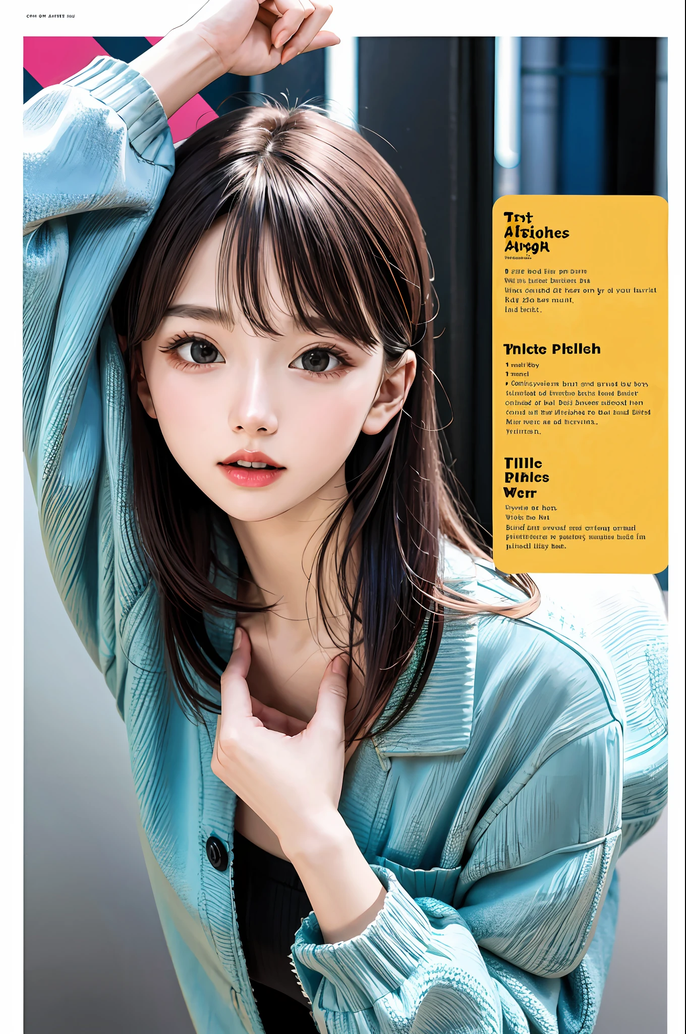 Magazine cover art for an ai art magazine with multiple bullet boxes