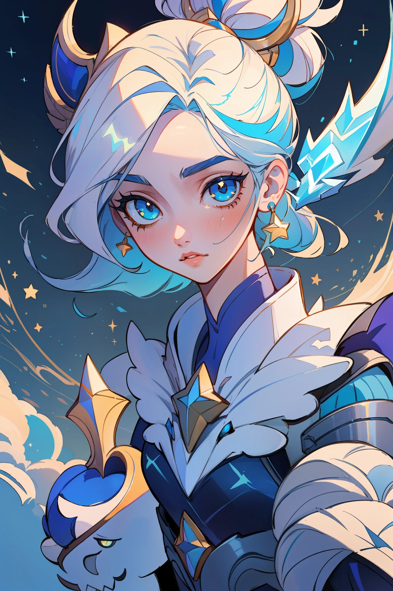 (masterpiece, best quality), intricate details, 8k, artstation, sharp focus, 1girl, star guardian, league of legends, (bright color theme)