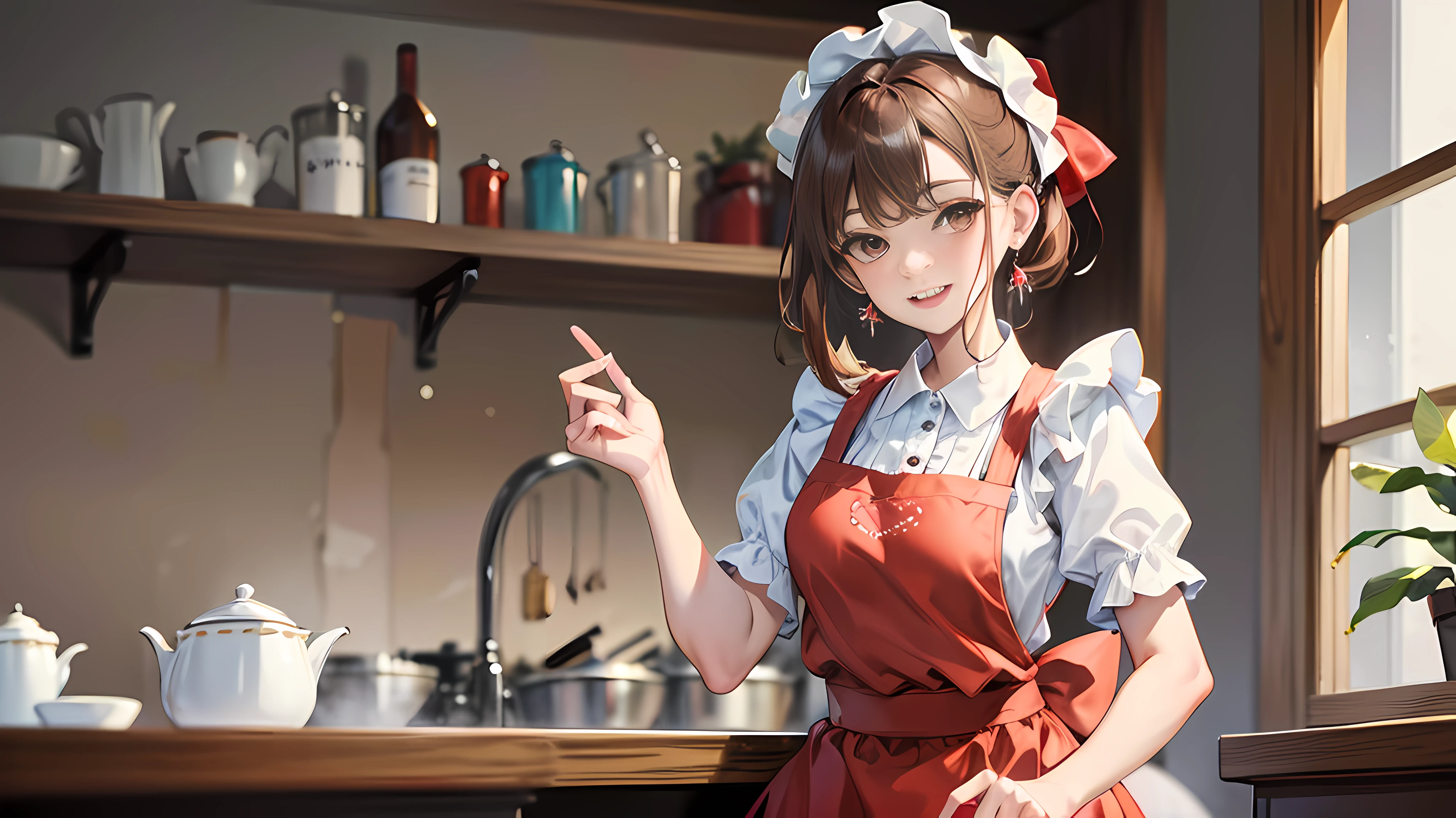 (prettyeyes:1.4) detailed face, A stunning photograph of a girl in sexy maid outfit, beautiful eyes, standing in an old manor, captured in a naturalistic style by photographers Sam Yang and Ross Tran. The scene is highly-detailed, with intricate textures on the lady's clothing and sharp focus on the surrounding buildings. The lighting is bright and optimistic, with the sunlight creating a warm glow and a sense of hope and positivity,