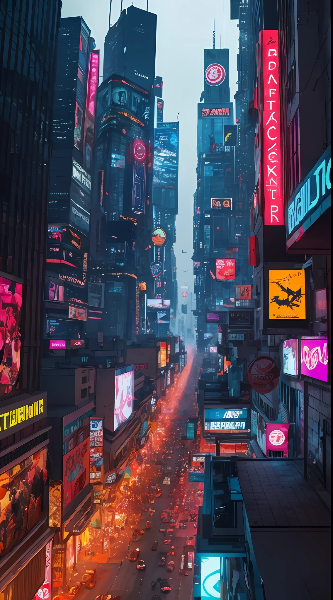 Cyberpunk City, Gang Rush, Ultra-Wide Angle, pov, masterpiece, award winning, high details, best quality, 8k --auto