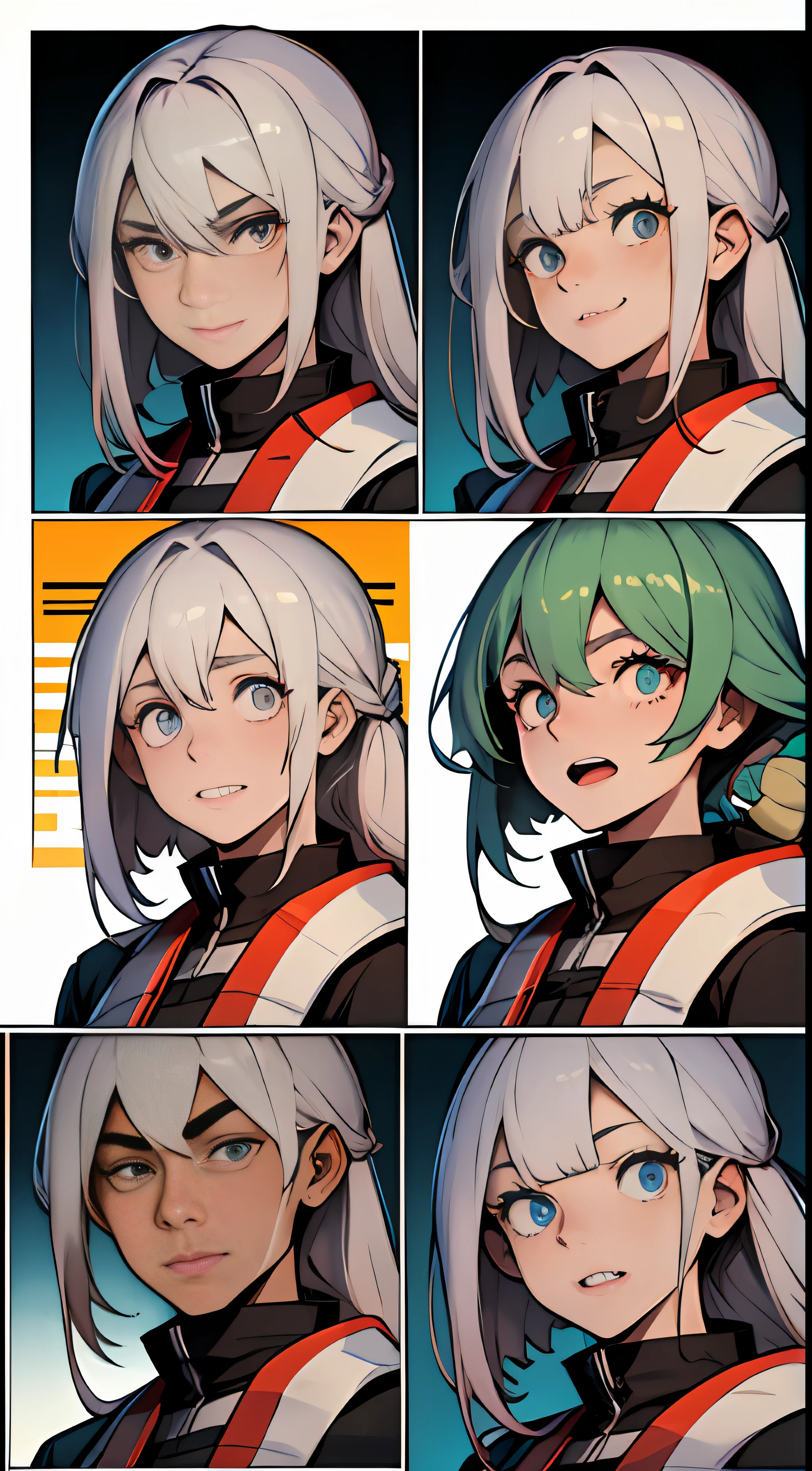 Three sons and three daughters,The eyes of the six team members widened in surprise,Look into the camera,The expressions on their faces were full of shock and incredulity。32K, Best quality, 巨作, Super detail, High details