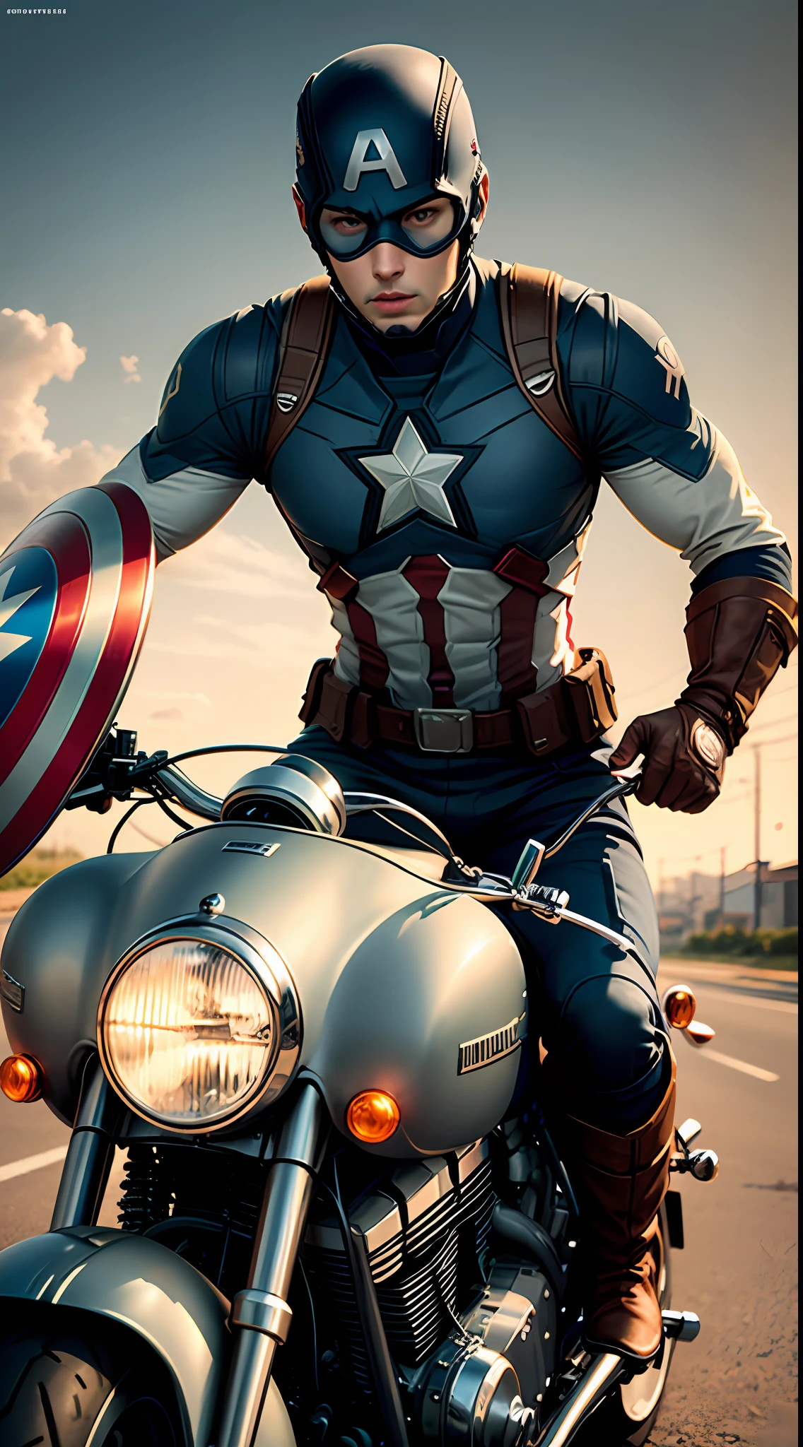 Captain america on a motorcycle SeaArt AI