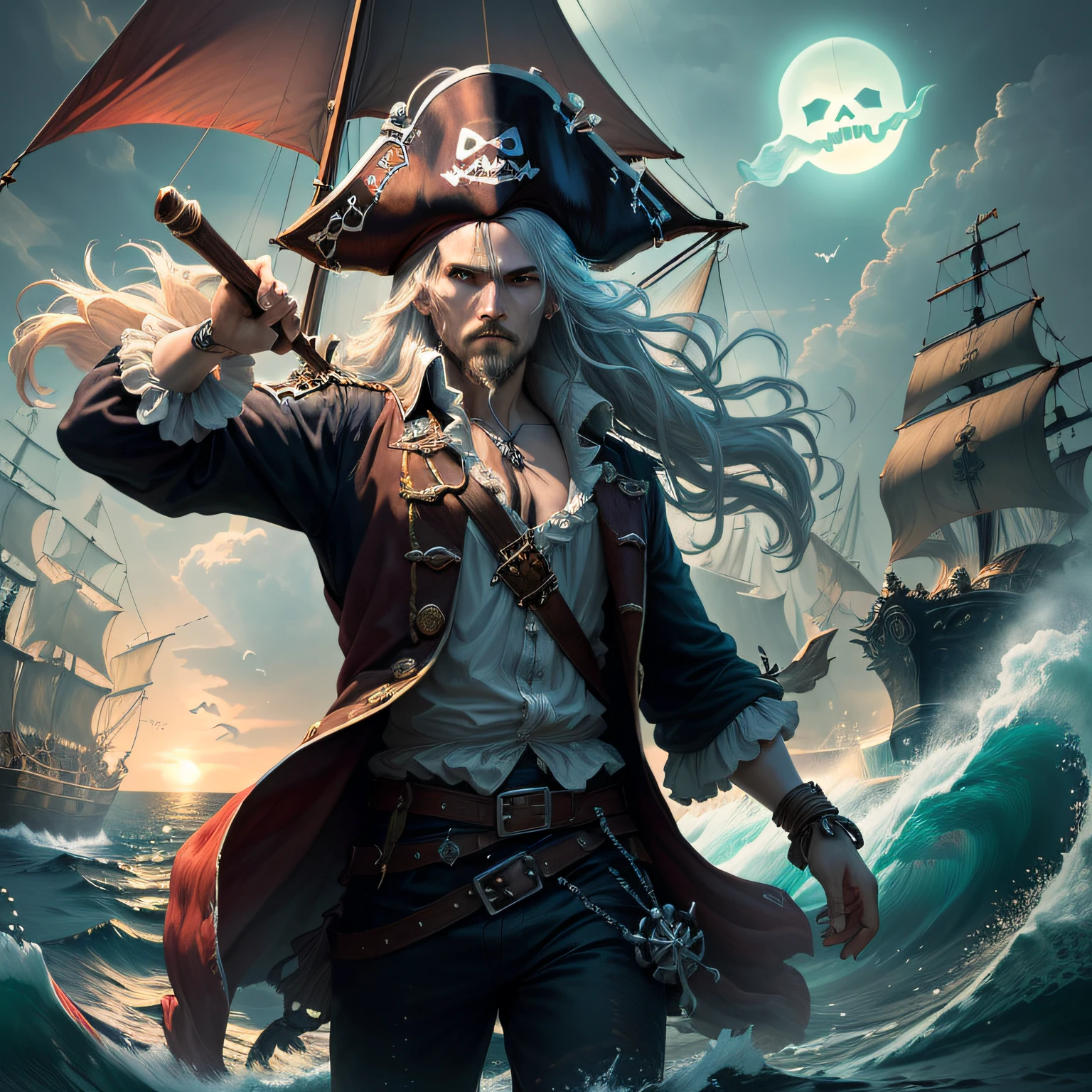 melhor qualidade, obra-prima, Ultra alto nada, CCDDA Artstyle, A ghostly pirate haunting the seven seas, natal, neve, gelo --auto