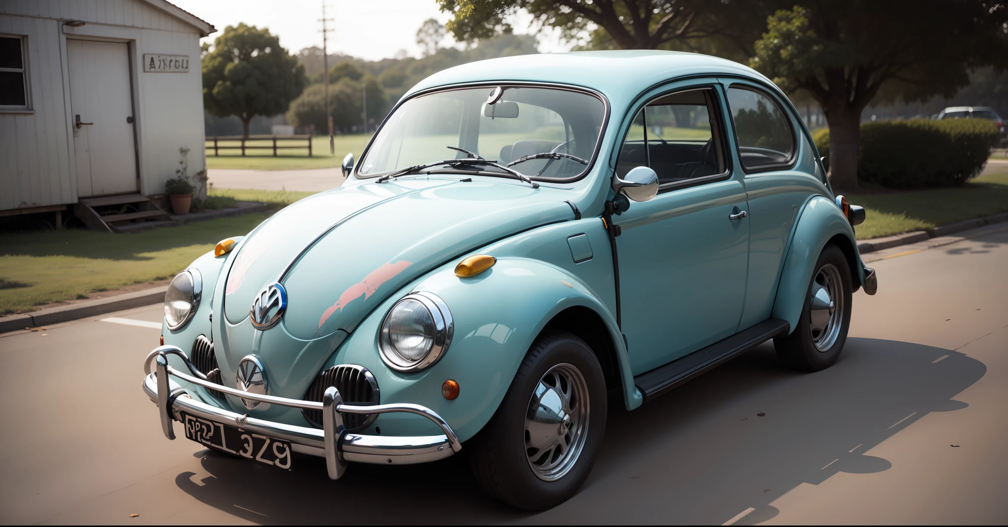 Fusca azul antigo Volkswagen