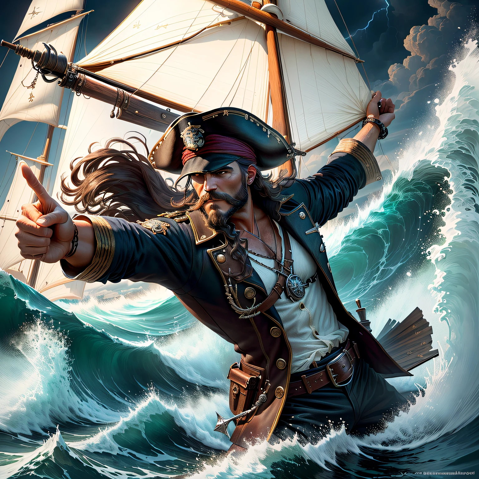 melhor qualidade, obra-prima, Ultra alto nada, CCDDA Artstyle, A ghostly pirate haunting the seven seas, Natal, neve, gelo --auto