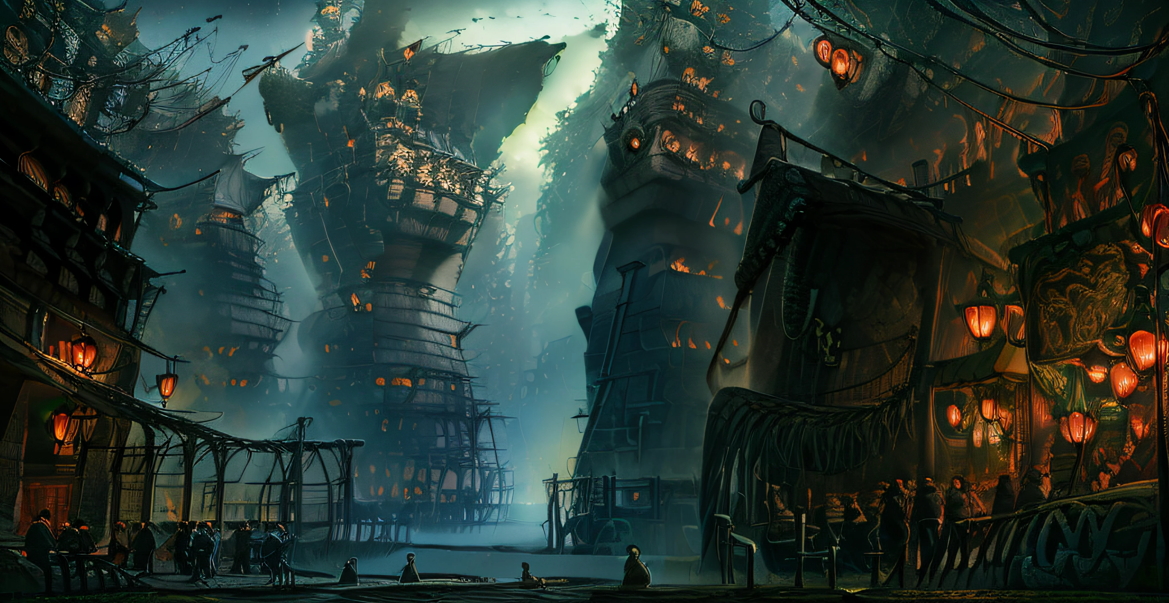Urban design of Sidmead、Low-rise buildings、the chaos、Complex and high-definition、bladerunner、Ridley Scott's visual expression、Futuristic cities、nightscape、rainy day