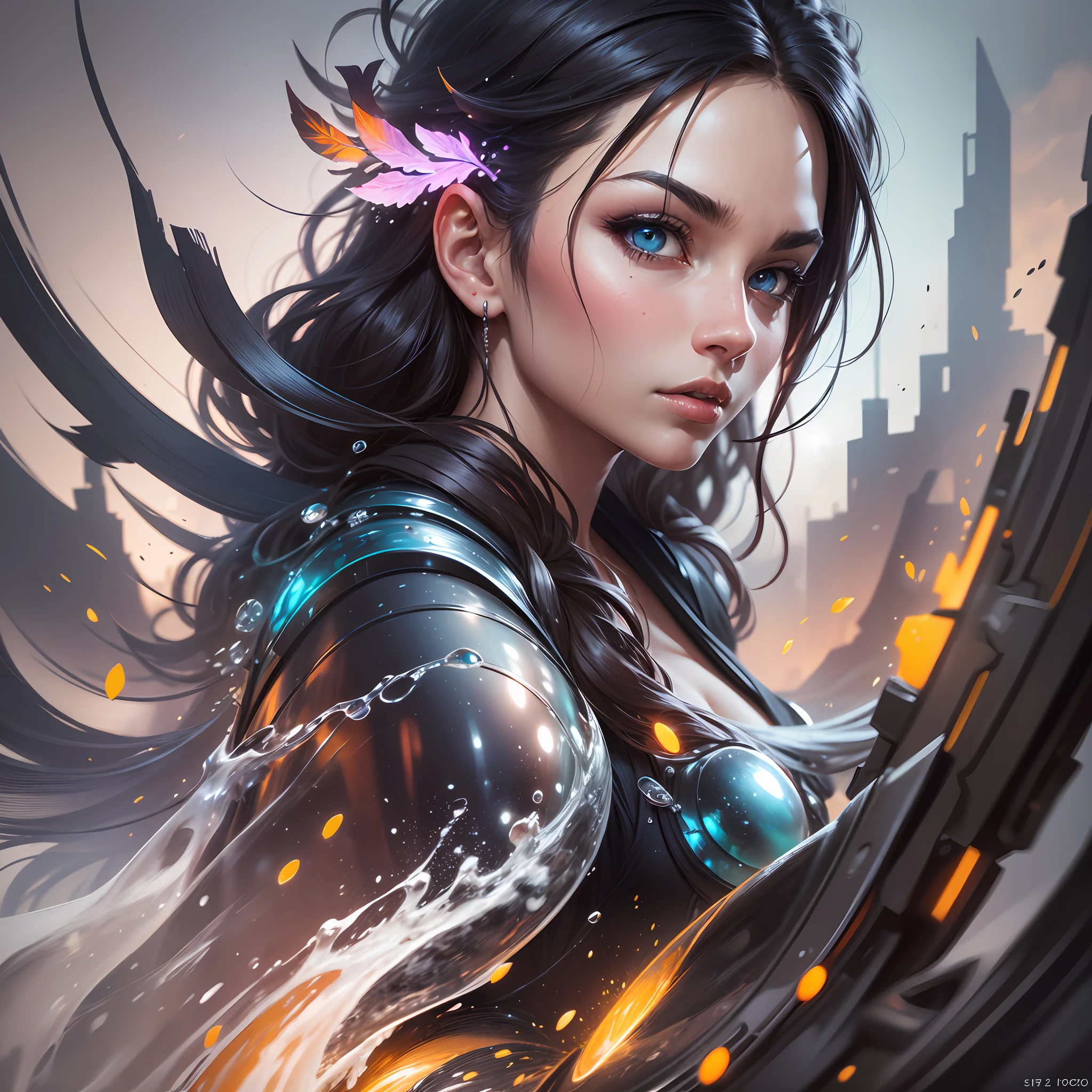 Hyperrealistic, splash art, concept art, mid shot, intricately detailed, color depth, dramatic, 2/3 face angle, side light, colorful background --auto --s2