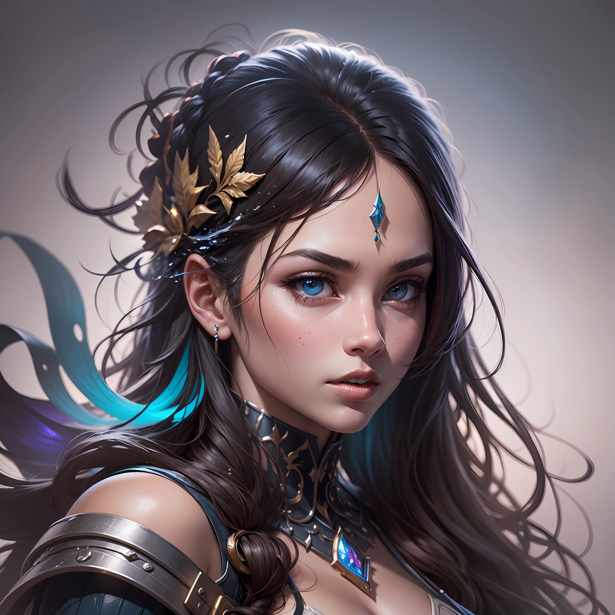 Hyperrealistic, splash art, concept art, mid shot, intricately detailed, color depth, dramatic, 2/3 face angle, side light, colorful background --auto --s2