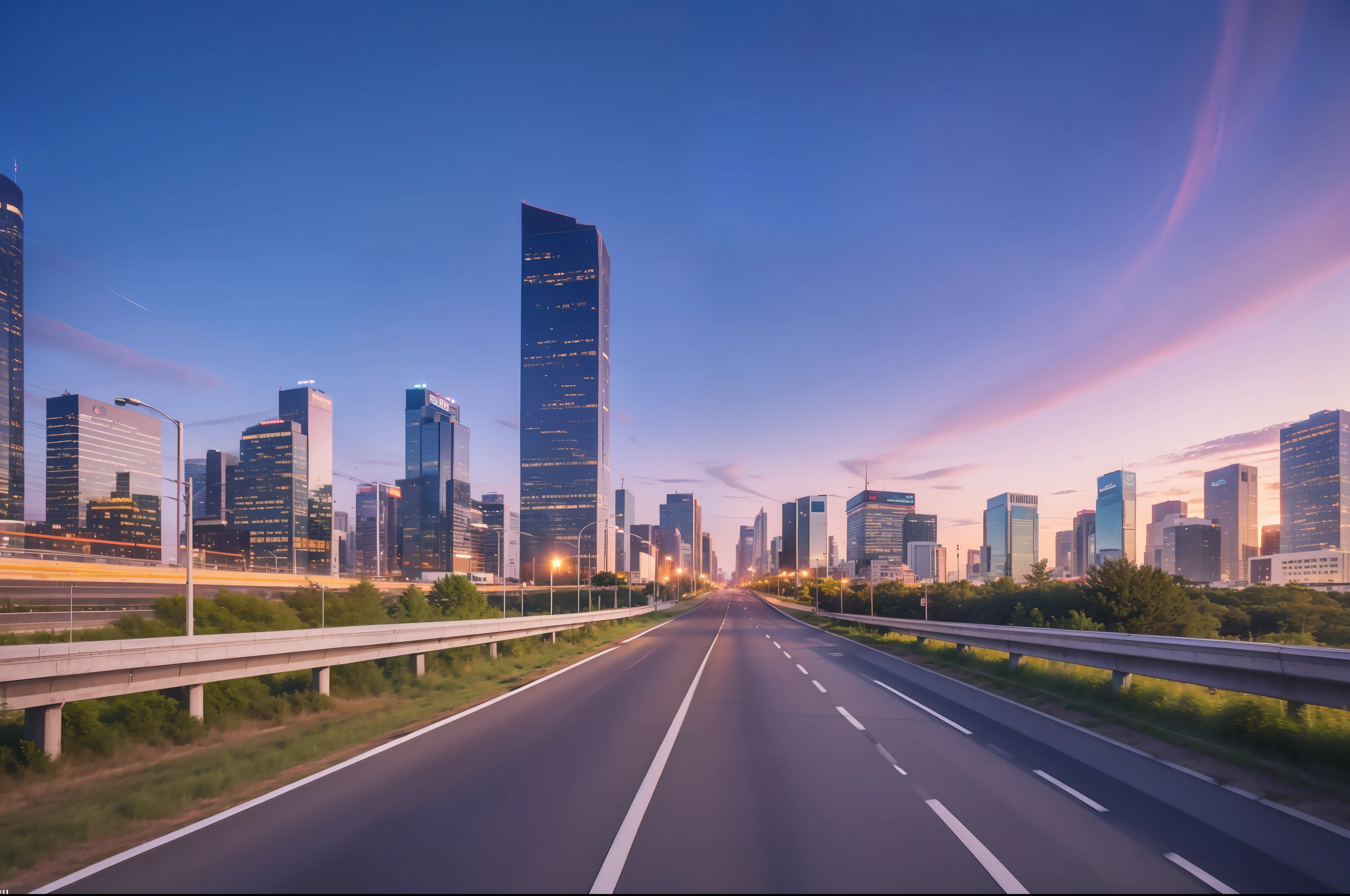 Future city scenic highway，A close-up of a highway，Live photos，8K，Kodak，shutter inventory