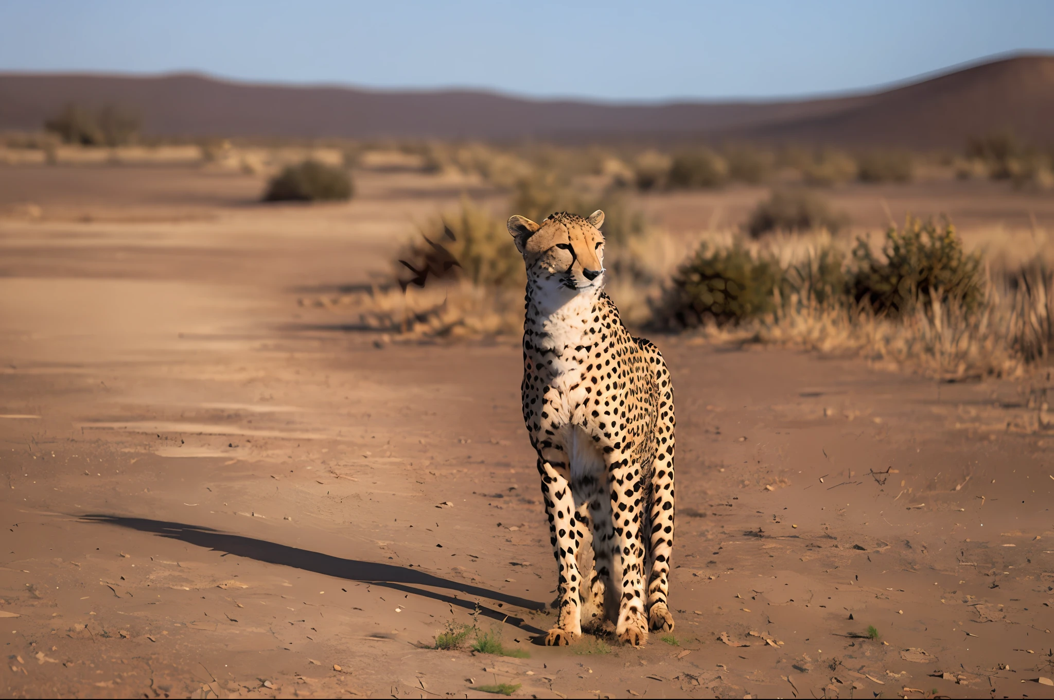 paisagem do deserto (Masterpiece, best quality:1.2), ultra-detalhado, EdobCheetahcheetah standing, (Realistic:1.5),