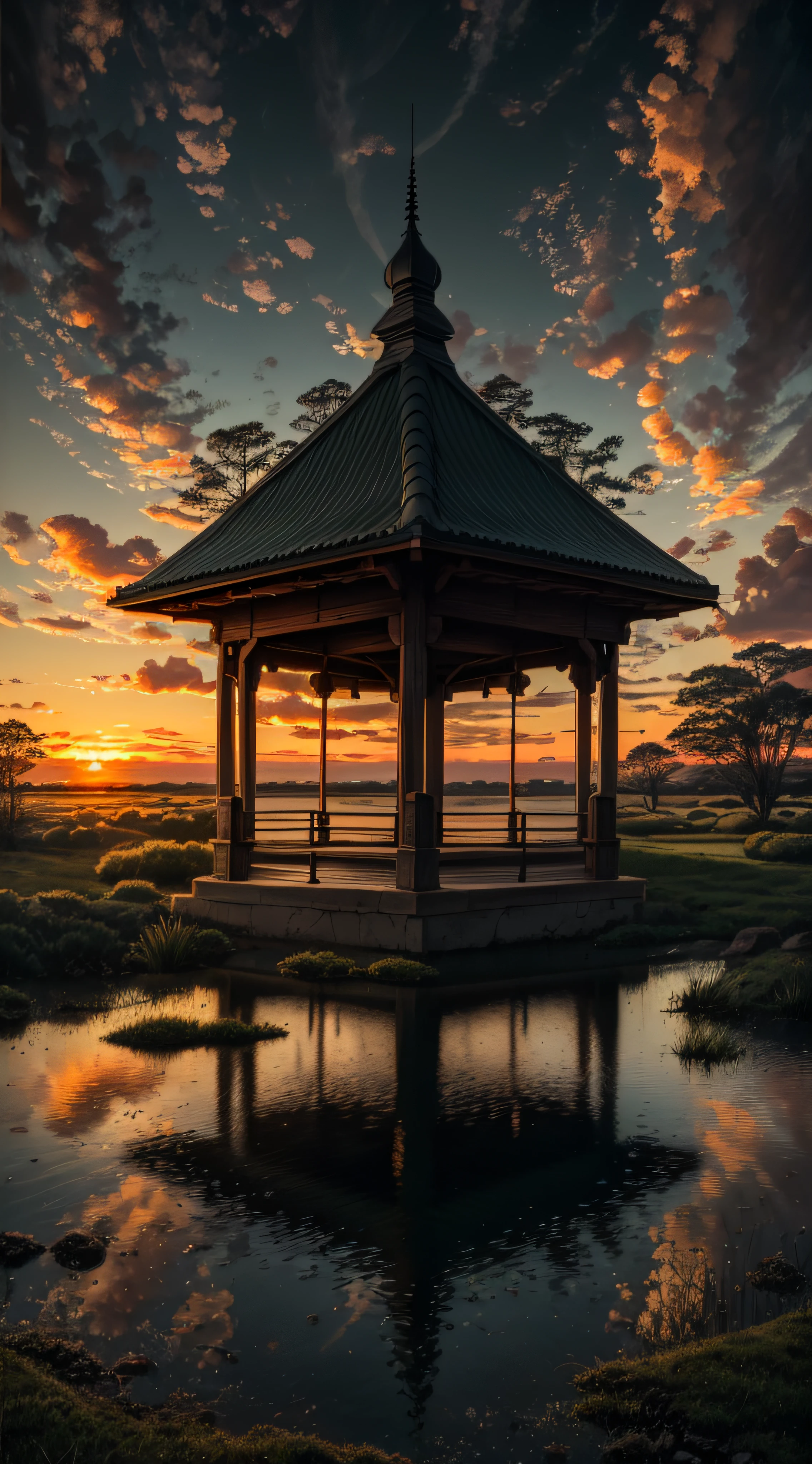 highres, imagination, (realistic), clear skies, composition, sunset, (hdr:1.5), outdoors, intricate details,