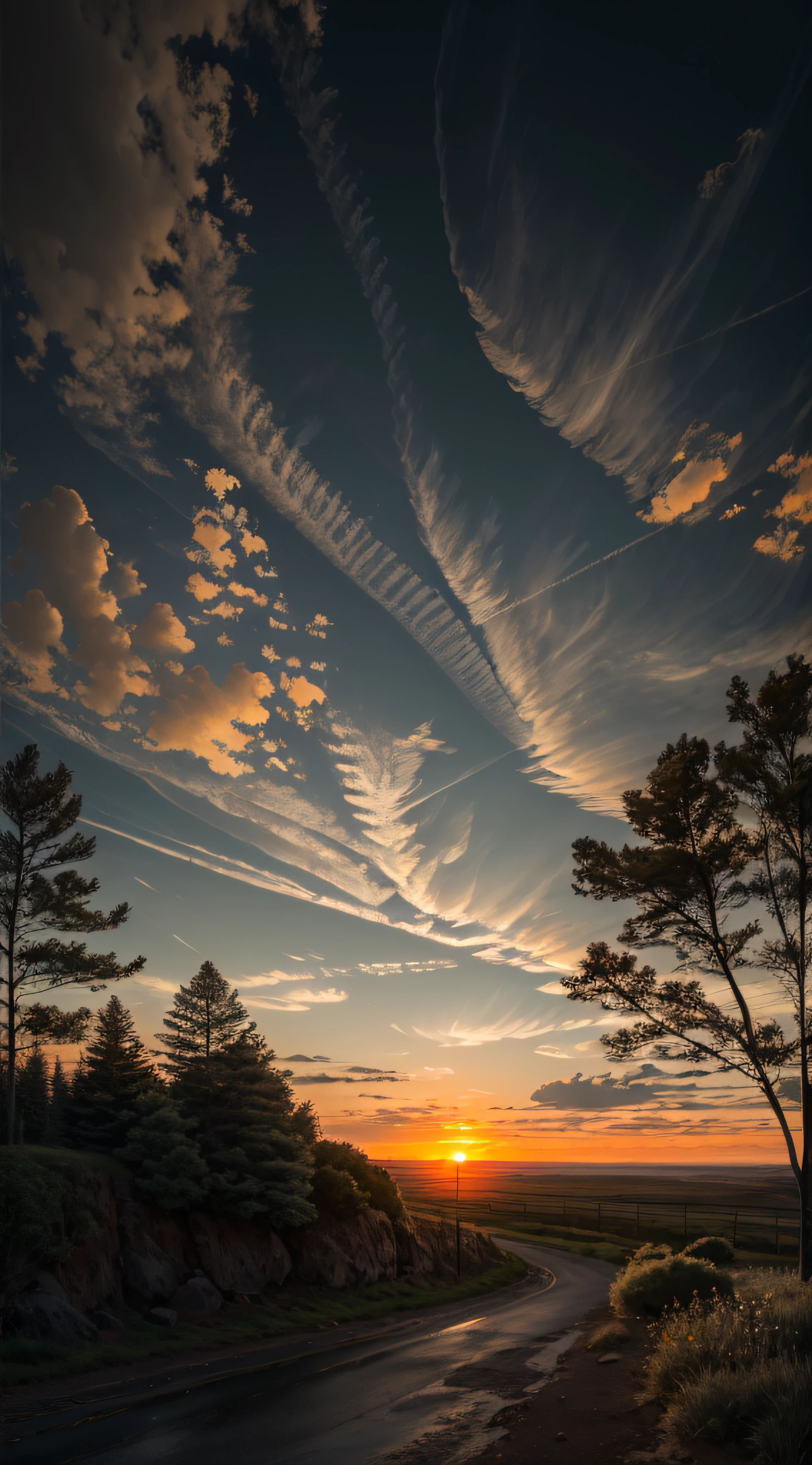 highres, imagination, (realistic), clear skies, composition, sunset, (hdr:1.5), outdoors, intricate details,