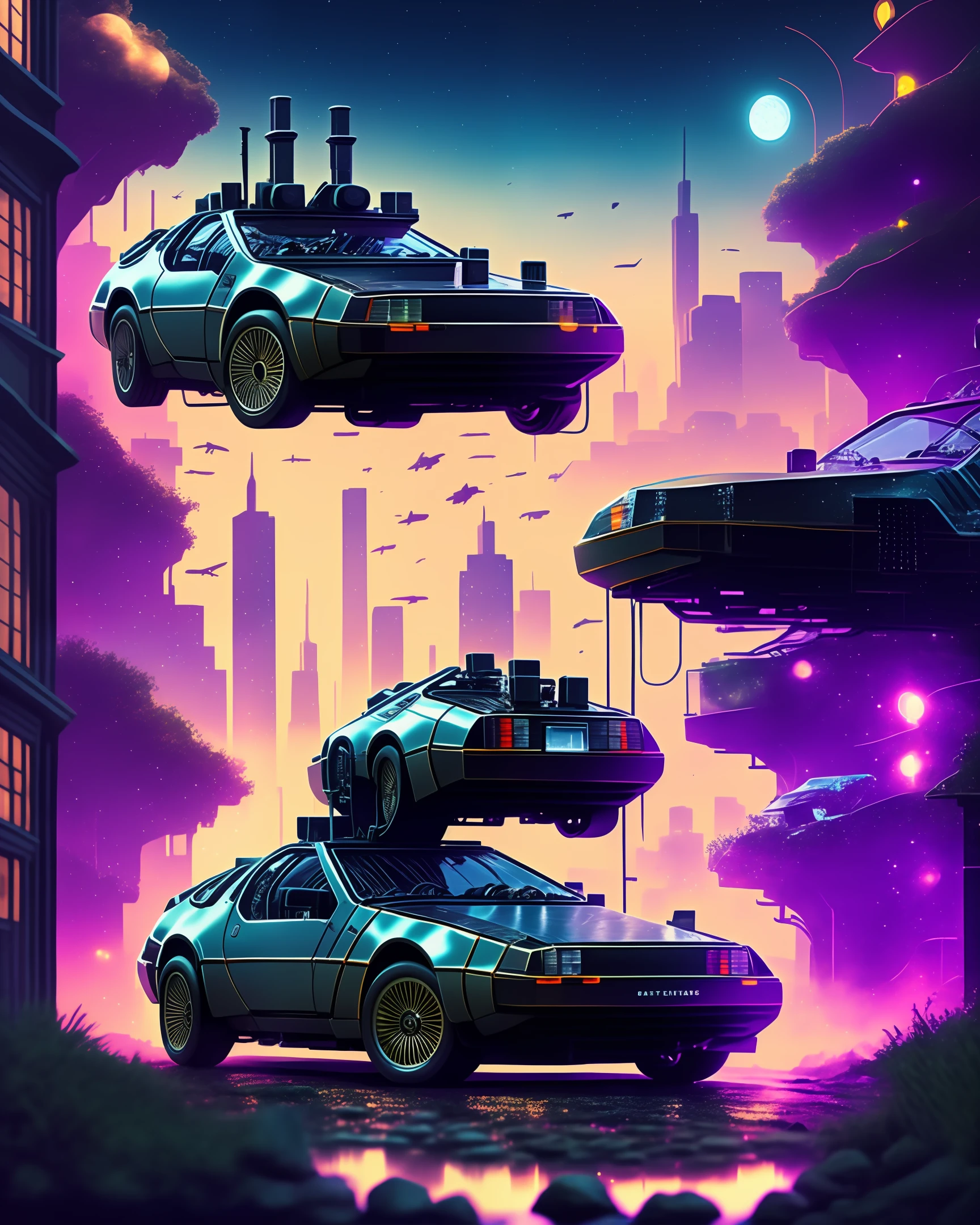 Delorean　Speeding through the town of the near future　nights　steams