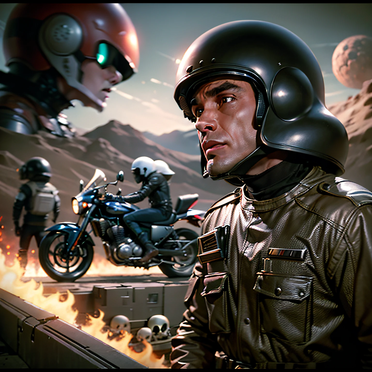 - RETROFUTURISM STYLE, SKULLS OF OUTER SPACE TV SERIES STYLE AND WARFARE🏍👽🤖👾70