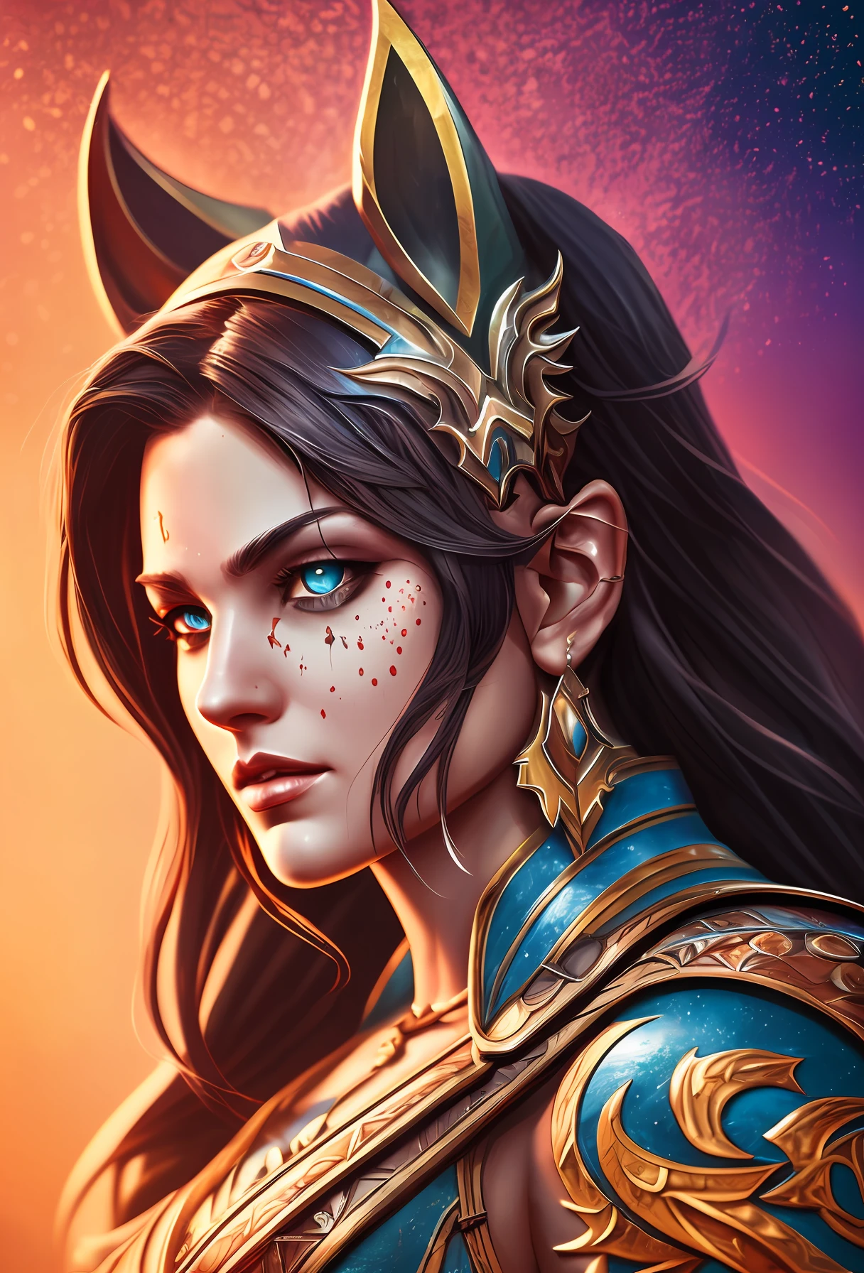 Hyperrealistic, splash art, concept art, mid shot, intricately detailed, color depth, dramatic, 2/3 face angle, side light, colorful background --auto --s2