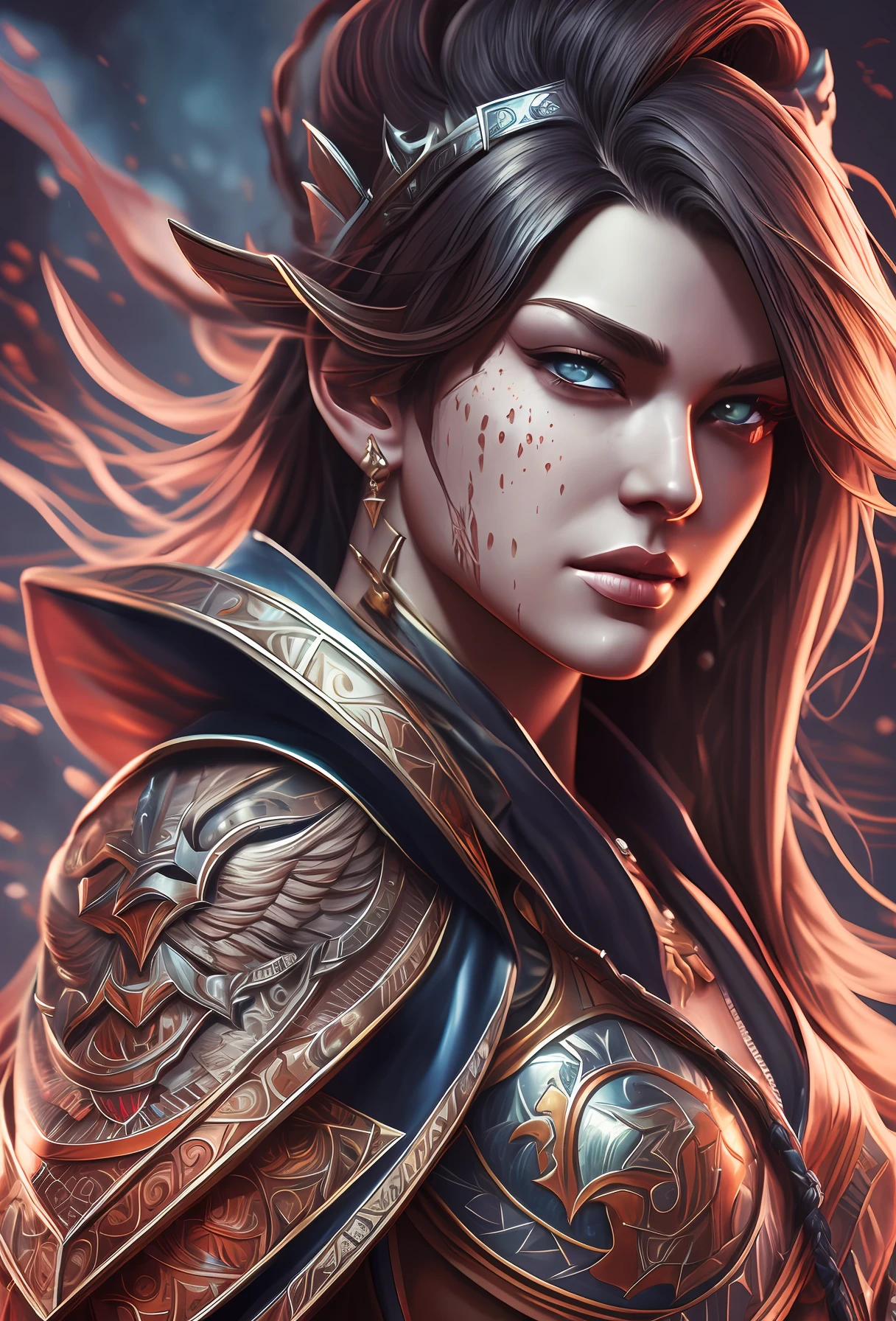 Hyperrealistic, splash art, concept art, mid shot, intricately detailed, color depth, dramatic, 2/3 face angle, side light, colorful background --auto --s2