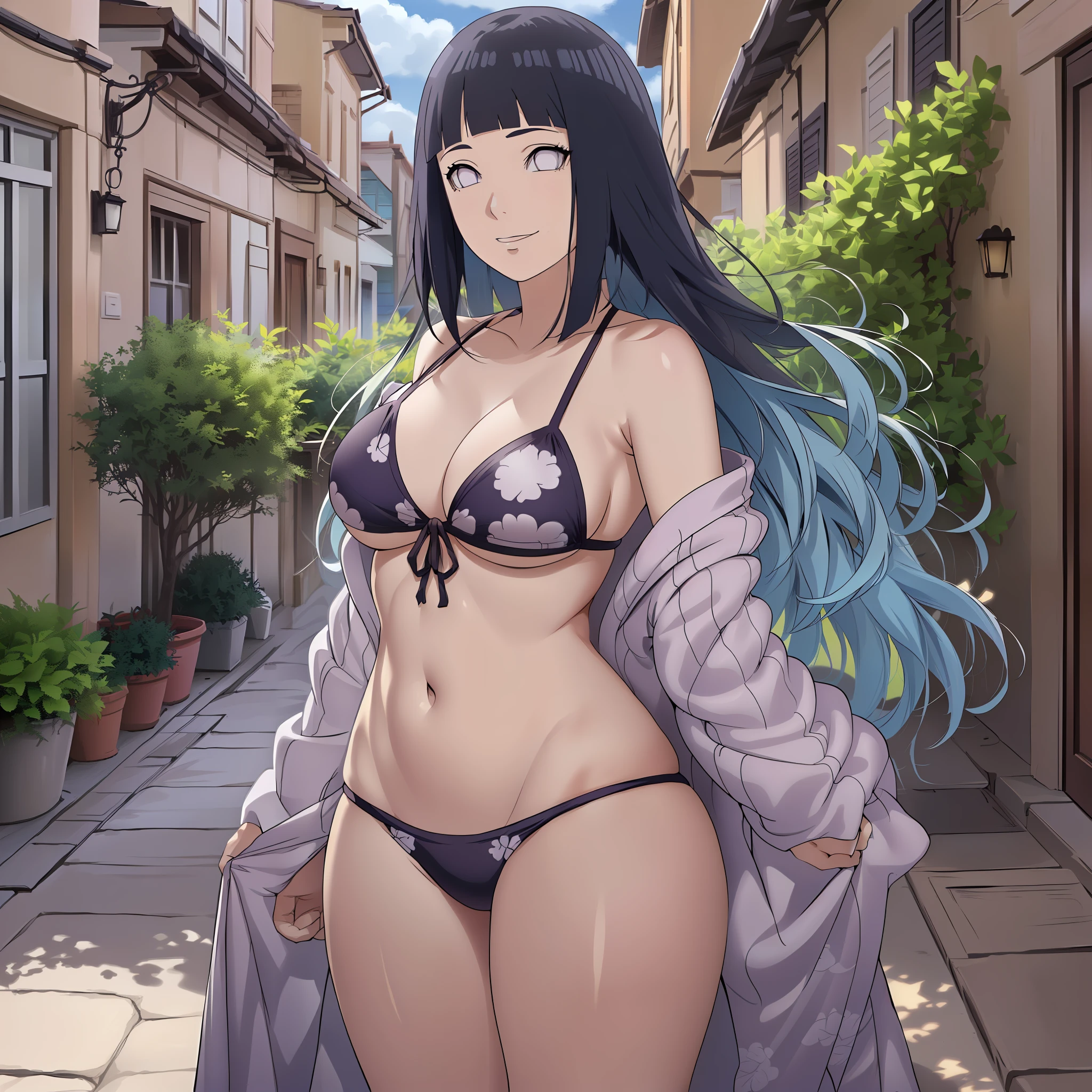 (Masterpiece, estilo anime:1.9, Praia, mar, embebido, rosto encharcado, micro white bikini, malhar, atencioso, talking), Hinata\(Boruto\), Mature female, Standing, victory, MILF, (Curvy:0.8), somente, cabelos curtos, Corte Hime, (cor do cabelo azul escuro:1.1), Branco, seios grandes, barriga chapada, olhos perfeitos, olhos de anime, smoky eyeliner, sombra, rosto perfeito, Shy, foco nítido, arte profissional, detalhes intrincados, colorido, cores vibrantes, vivid colors, Mistura digital, corpo ultra detalhado, cabelo ultra detalhe, ultra detalhe face, trending on pixiv, sorriso gentil, Feliz, cores muito quentes, raios solares, inclinando-se para a frente