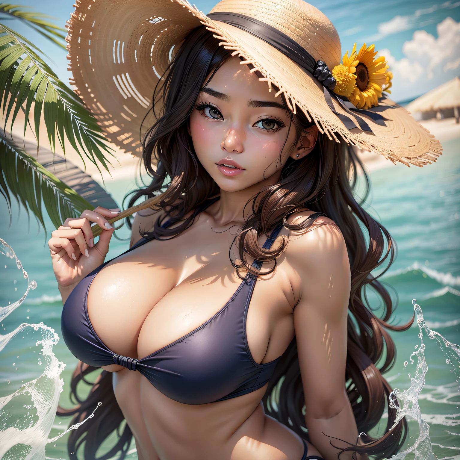 (masterpiece:1.2, best quality), (1lady, solo, upper body:1.2), Clothing: white flowy maxi dress, wide-brimmed hat, strappy sandals, Accessories: shell necklace, Hair: loose beach waves, Makeup: natural, glowing skin, Behavior: relaxed, carefree, free-spirited, Location: beach, resort, outdoor festival, red eyes, huge tits,full body, Jean-Baptiste Monge style, close-up, lovely woman lying on beach water, splashes, magical lights, WLOP, Artgerm and James Jean, by Pascal Blanche Rutkowski, Repin Artstation, Art of Aquirax, 8k, epic, focus sharp , hyper realistic painting, detailed character design concept art, matte painting, beautiful full body caucasian girl closeup, oil painting, stormy sunset reddish sky, abstract rough waves, concept art, skin wet with water, water drops, bubbles and wavy foam, digital art, glowing, cinematic, big glowing perfect eyes, filigree, surreal, fantasy, woman lying on sea water, volumetric lighting", "Best Quality", "Masterpiece, girl art Sakimichan style, slight smile, pubic hair view, 1 sexy girl in see-through beachwear, bare breasts, open see-through T-shirt, mandala and flower tattoos, best quality, long curly black hair, long cascading hair, hair long curly, transparent bikini, black bikini, beautiful girl in short bikini revealing beautiful pubic,