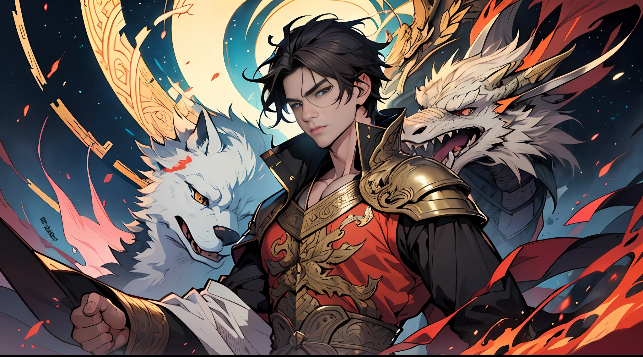 The young man's gaze is determined as he rejects the olive branches from the top forces of Dragon Country, showcasing his confidence and independence, ,in the style of the stars art group xing xing, 32k, best quality, masterpiece, super detail, high details , by Manhwa