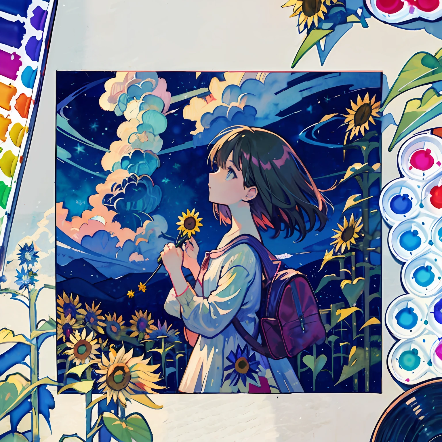 [[[
(simple background, rough sketch, worst quality, rkgk,:1.4) white background, high contrast, absurdres, highres,
:(watercolor painting, girl's profile in scenery by gogh, summer cumulonimbus cloud, cosmos and sunflowers, upward looking gaze,:0.2)
:7]
:(watercolor painting, girl's profile in scenery by gogh, summer cumulonimbus cloud, cosmos and sunflowers, upward looking gaze,:0.5)
:14]
:(watercolor painting, girl's profile in scenery by gogh, summer cumulonimbus cloud, (cosmos and sunflowers:1.1), upward looking gaze,:1.3)
:19]