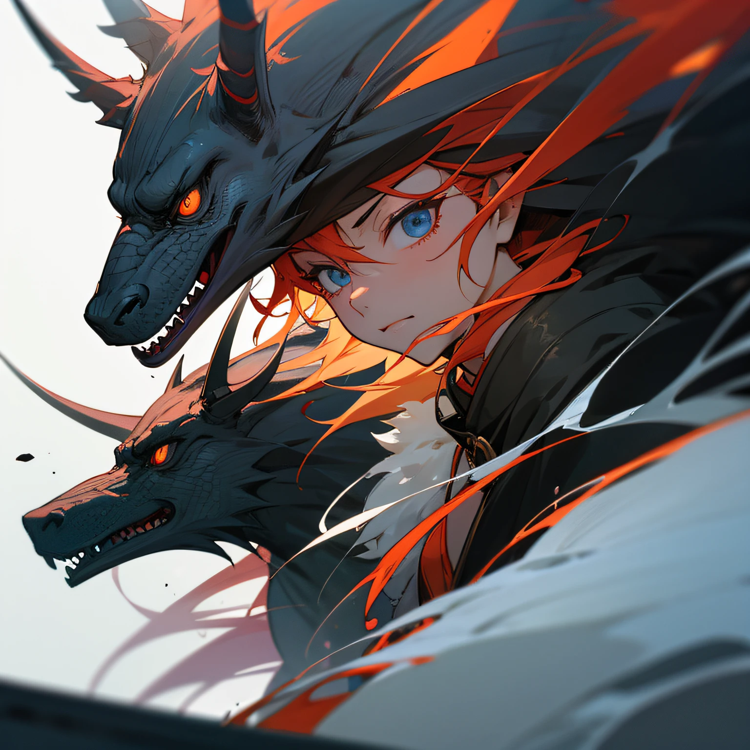 a close up of a person with a dragon on their head, eerie art style, by Yang J, author：Takeshi Obata, Detailed digital anime art, author：tooth wu, By Li Song, scary detailed art in color, author：Zeng Jing, anime fantasy illustration, author：Chen Zeen, clean and meticulous anime art, author：Wu Zhun Shi Fan --auto