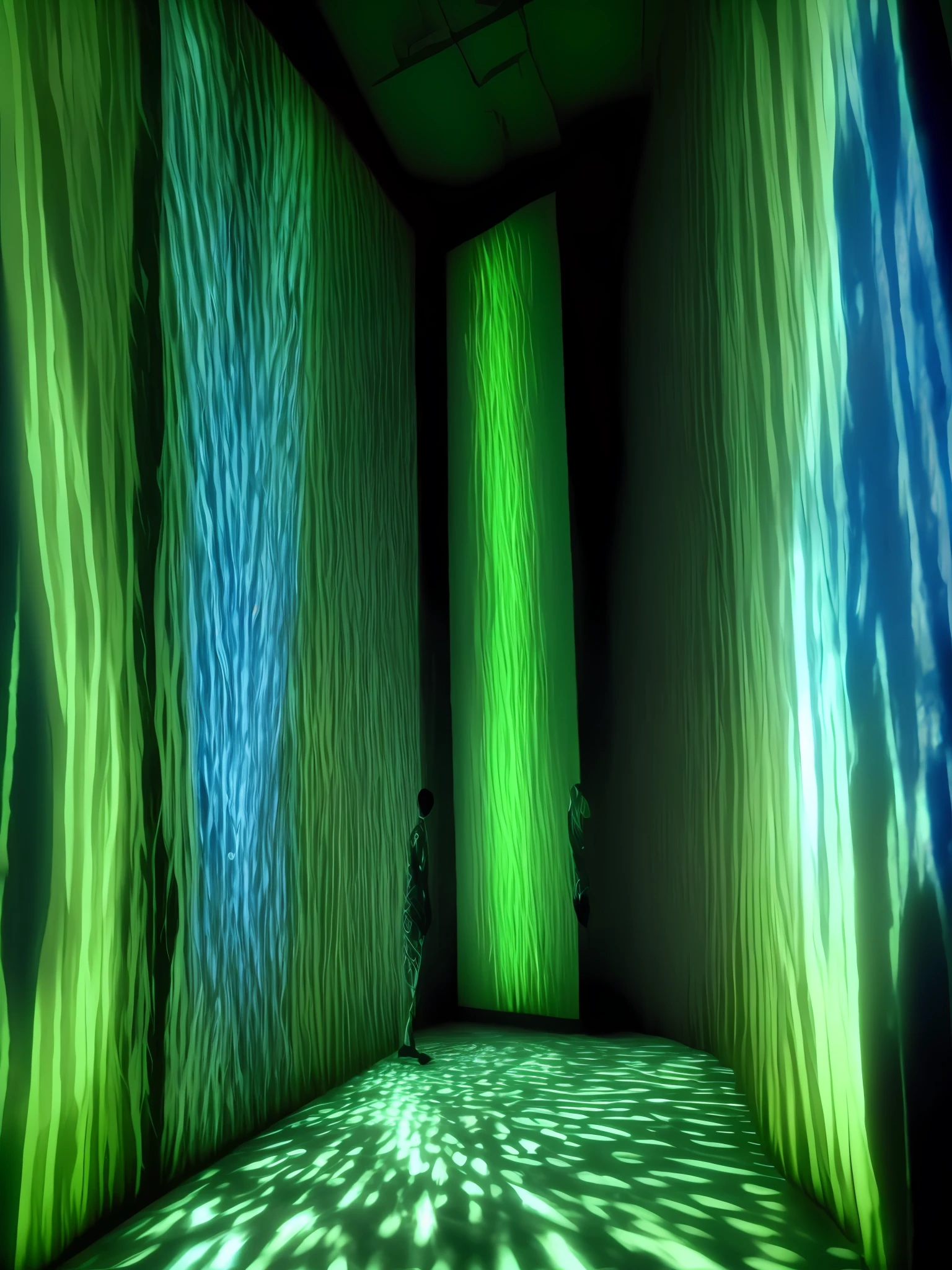 VIDEO INSTALLATION style immersive light art installation, kinetic motion