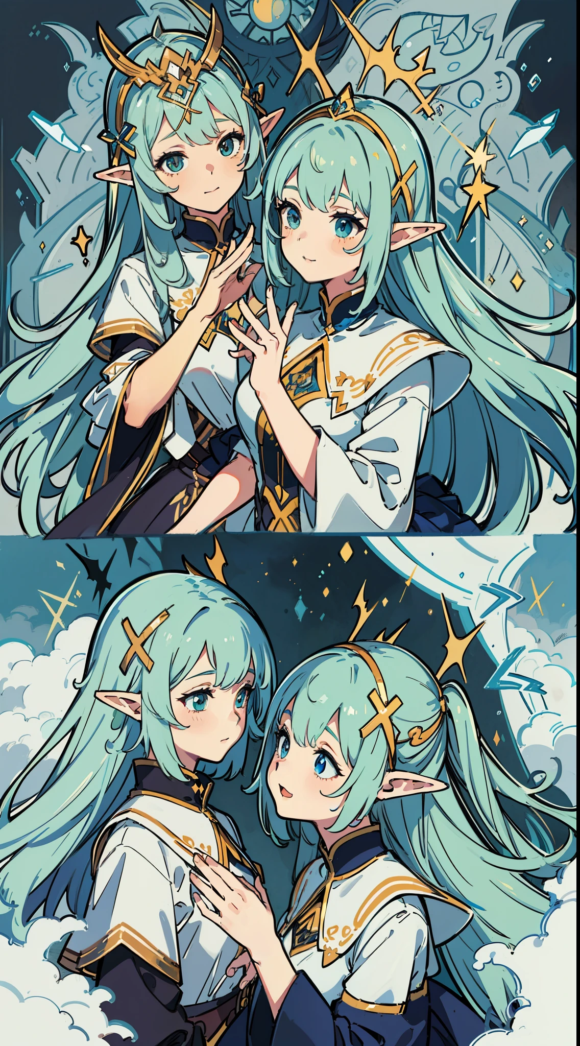 (Image quality tag,Drawing style tag) Stunning picture quality, It's eye-catching(x)k wallpapers,Beautiful and elegant fairy,Cute and playful(x)Only the fluttering figure of the elf princess, (x)Only elf princesses snuggled up to each other,There is a sense of happiness in the gesture.The elves have(x)All different hair colors(x+h),their(x+y+z)Each one is vibrant.Background here(Beautiful natural scenery), It feels mysterious, There are also in the distance(x)of the sight.